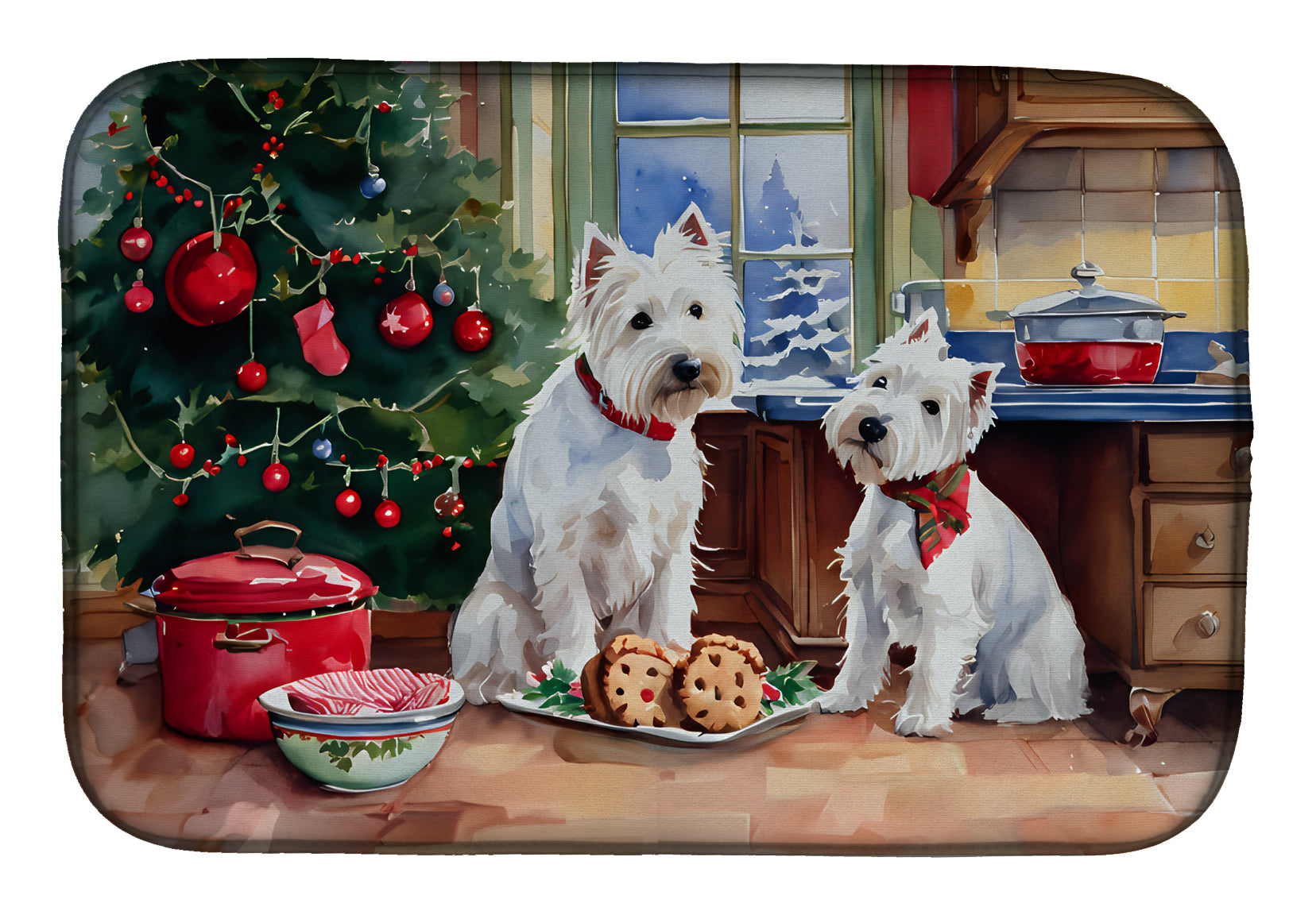 Buy this Westie Christmas Cookies Dish Drying Mat