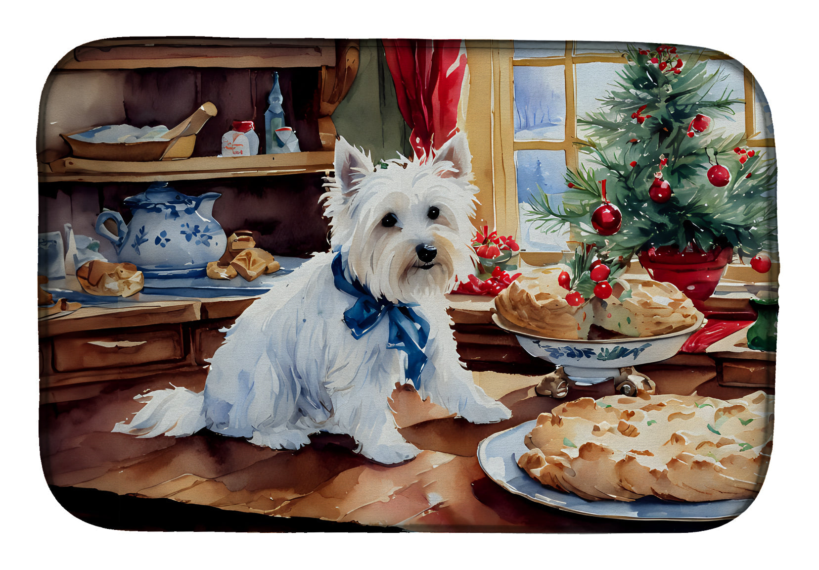Buy this Westie Christmas Cookies Dish Drying Mat