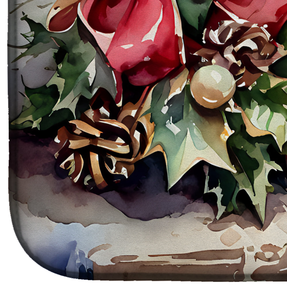 Christmas Bows & Ribbons Dish Drying Mat