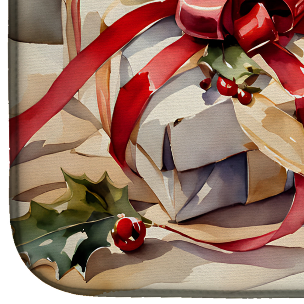 Christmas Bows & Ribbons Dish Drying Mat