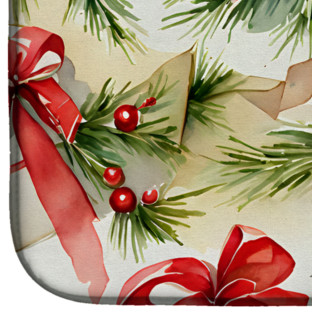 Christmas Bows & Ribbons Dish Drying Mat