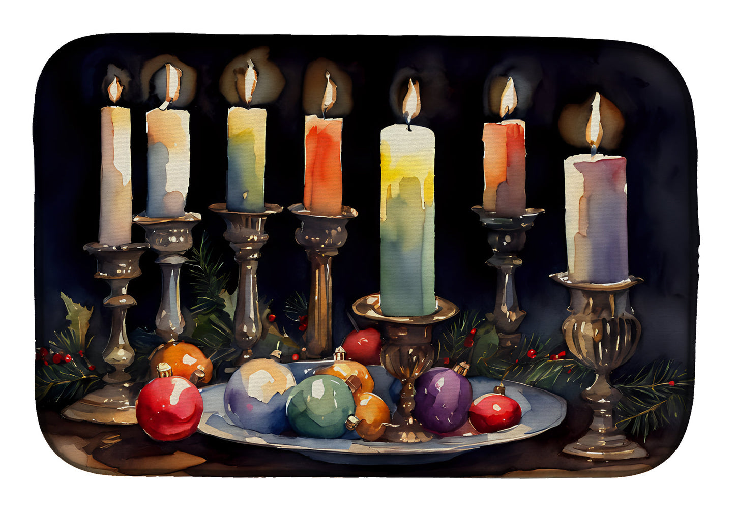 Buy this Christmas Candles Dish Drying Mat