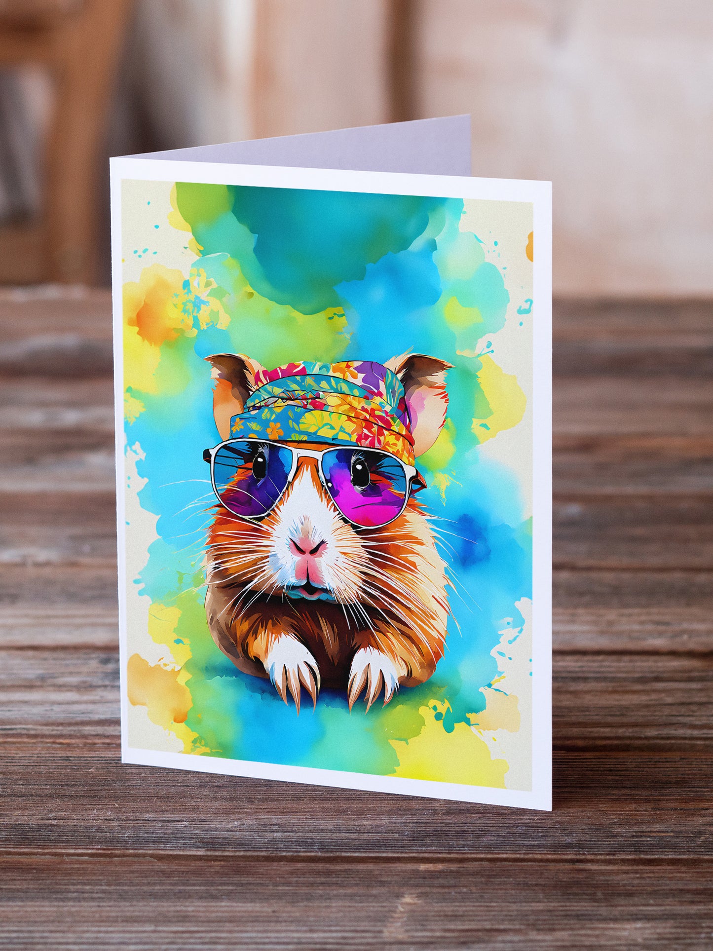 Hippie Animal Guinea Pig Greeting Cards Pack of 8