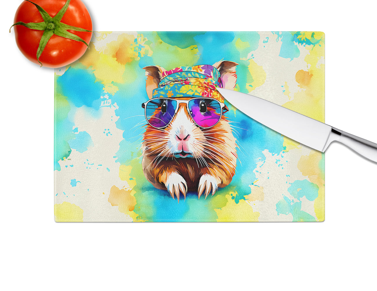 Hippie Animal Guinea Pig Glass Cutting Board