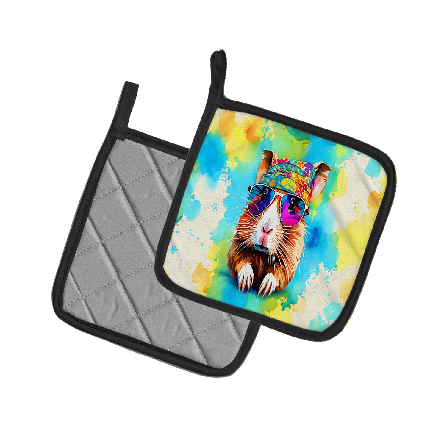 Hippie Animal Guinea Pig Pair of Pot Holders