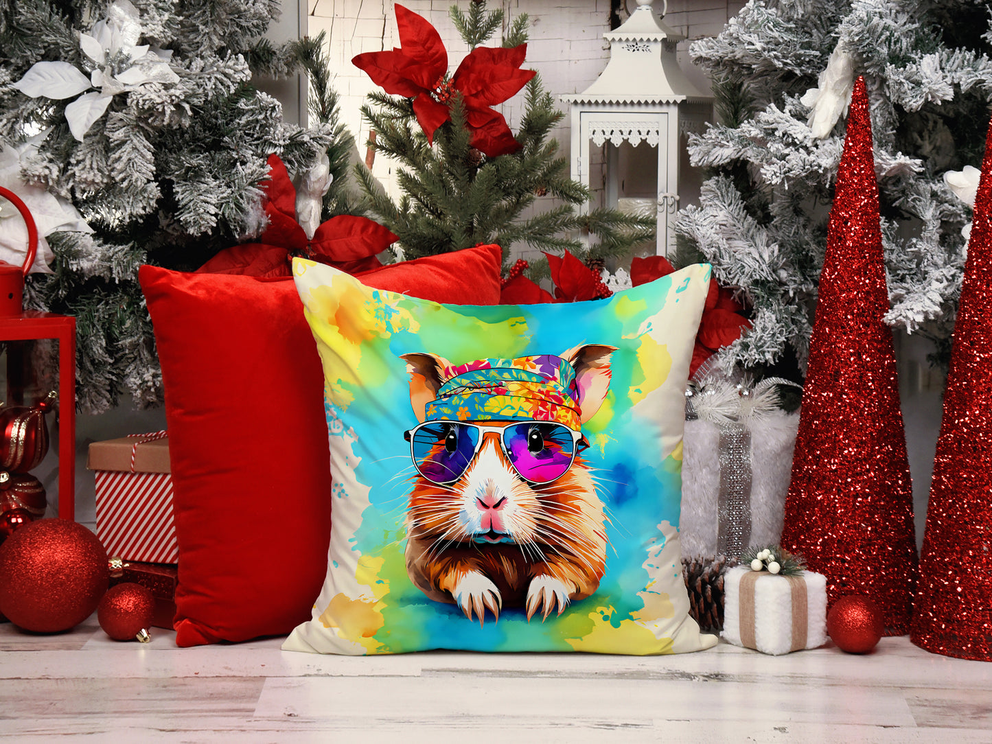 Hippie Animal Guinea Pig Throw Pillow