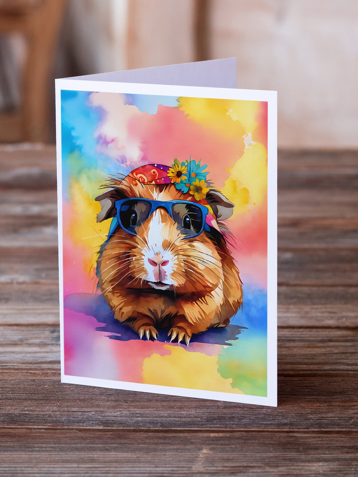 Hippie Animal Guinea Pig Greeting Cards Pack of 8