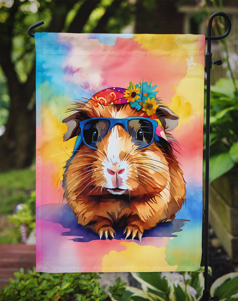 Hippie Animal Guinea Pig Garden Flag