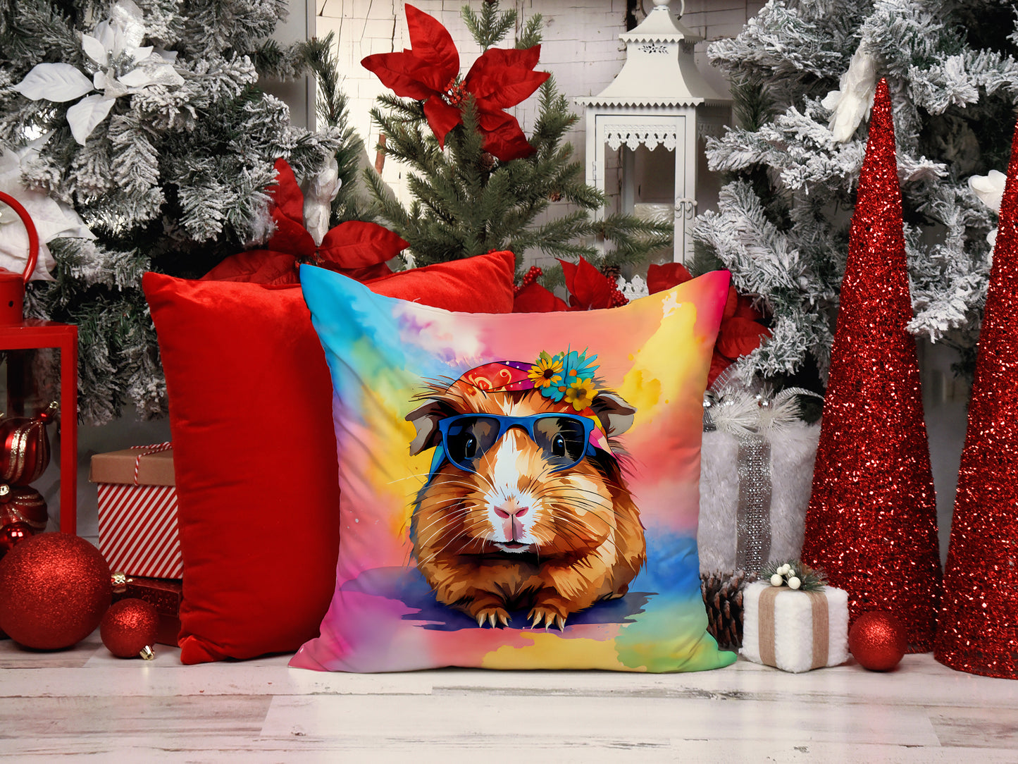 Hippie Animal Guinea Pig Throw Pillow