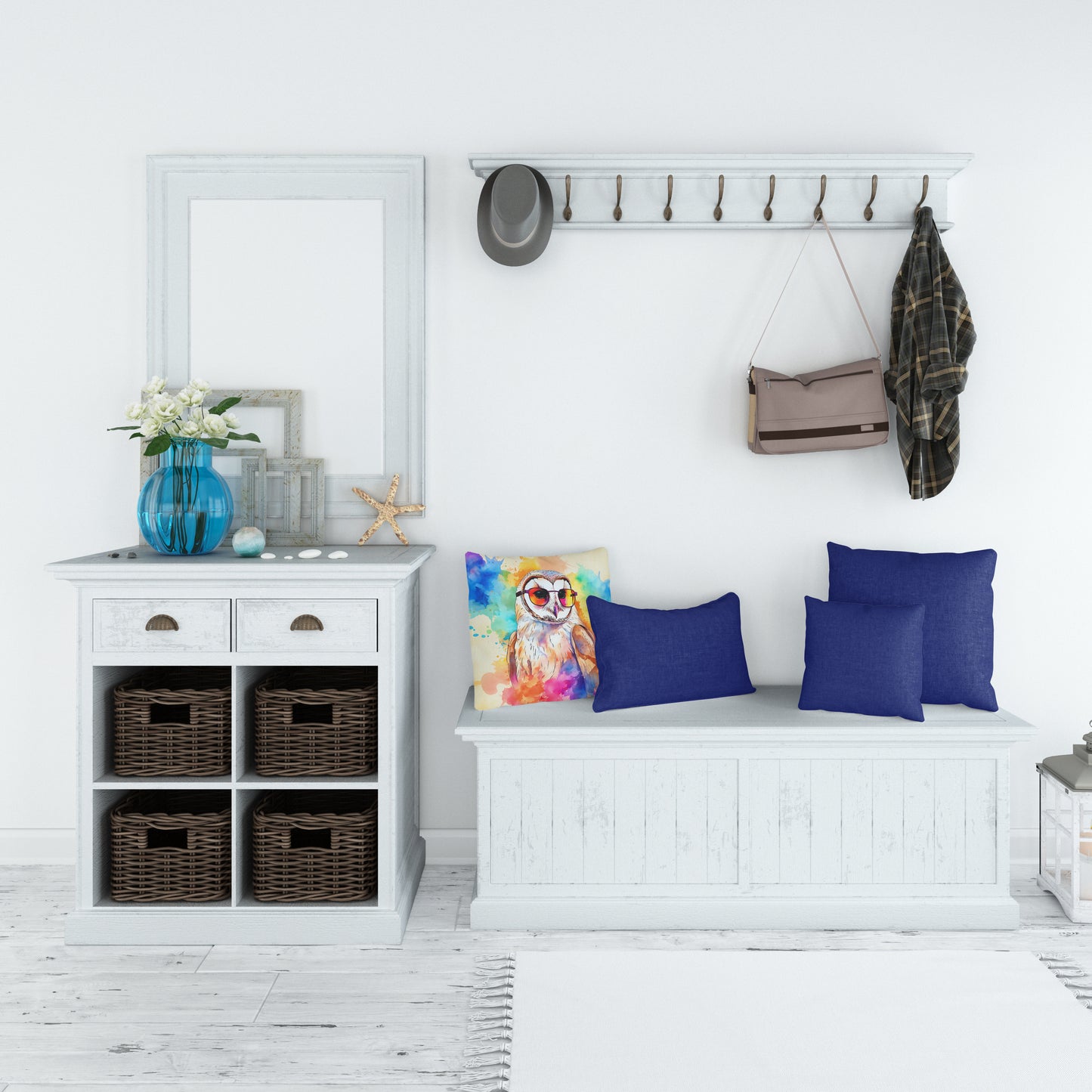 Hippie Animal Barn Owl Throw Pillow