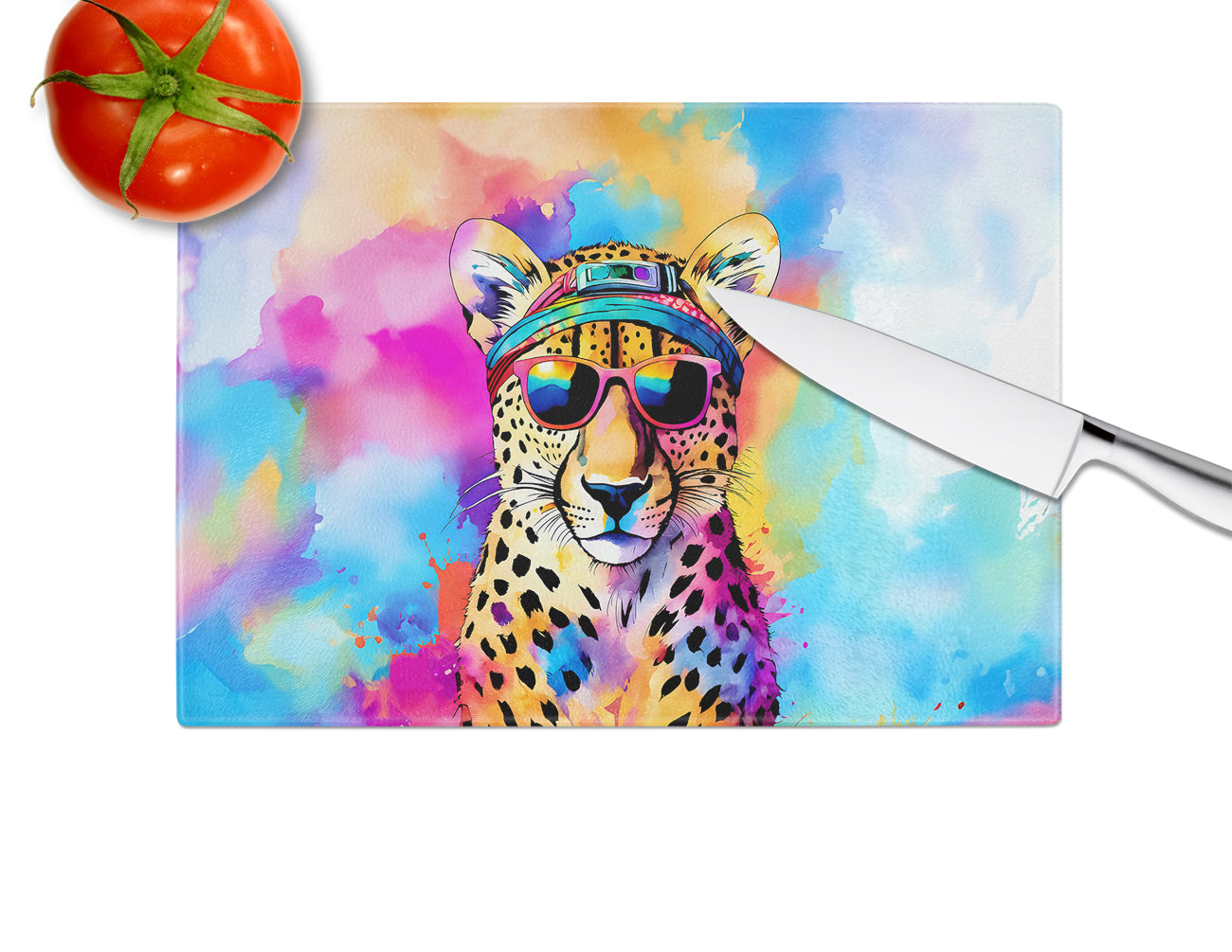 Hippie Animal Cheetah Glass Cutting Board