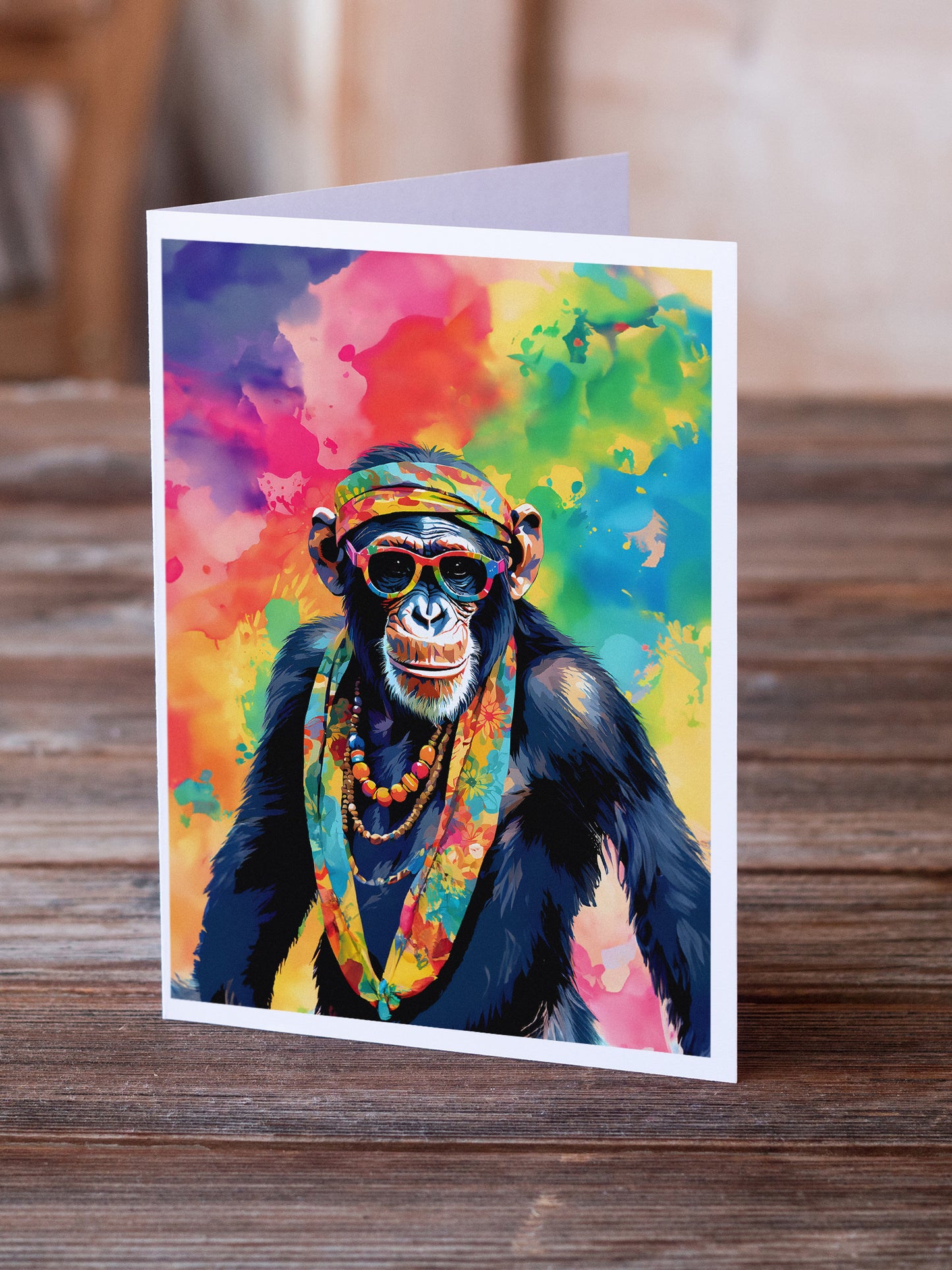 Hippie Animal Chimpanzee Greeting Cards Pack of 8