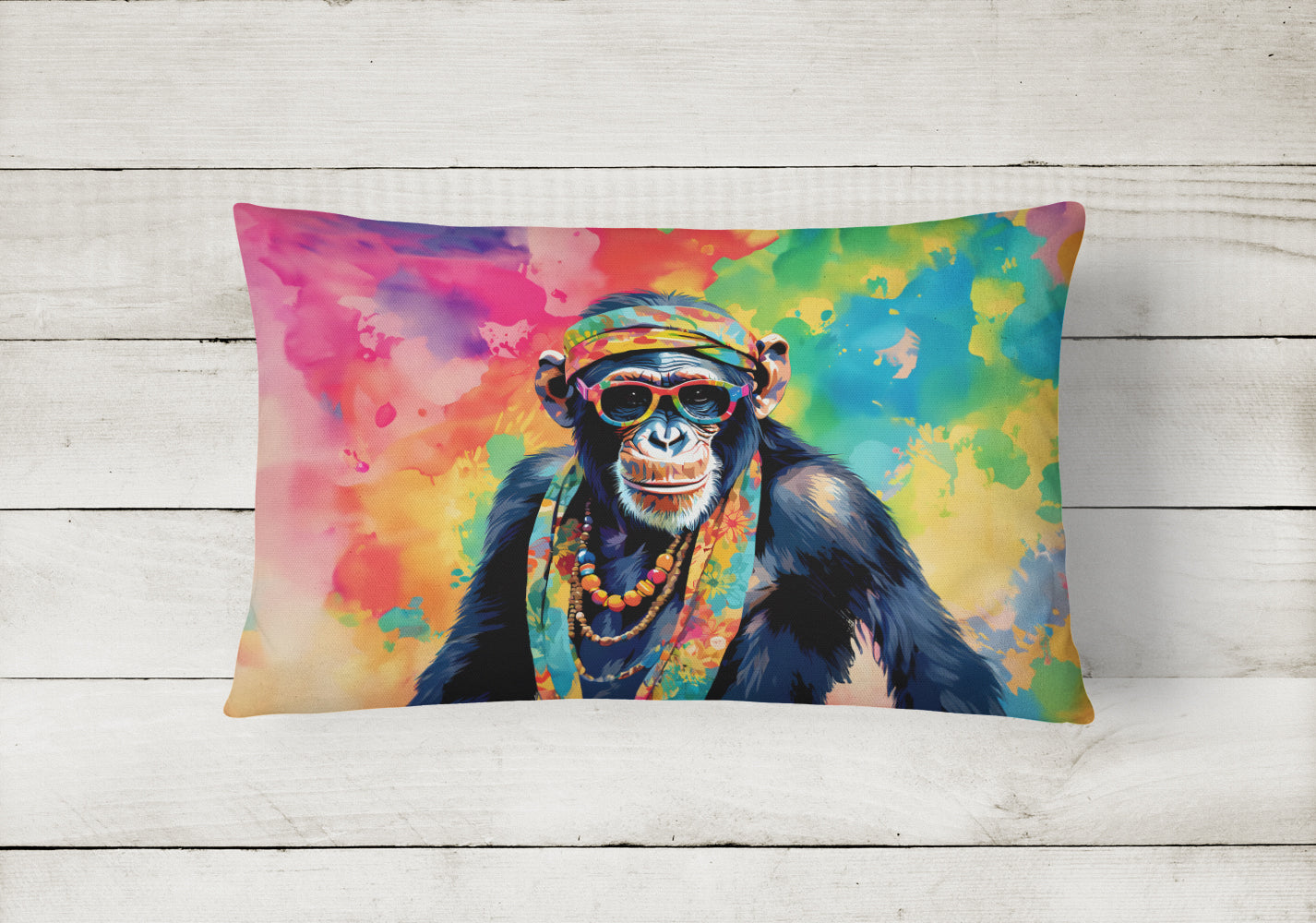 Hippie Animal Chimpanzee Throw Pillow