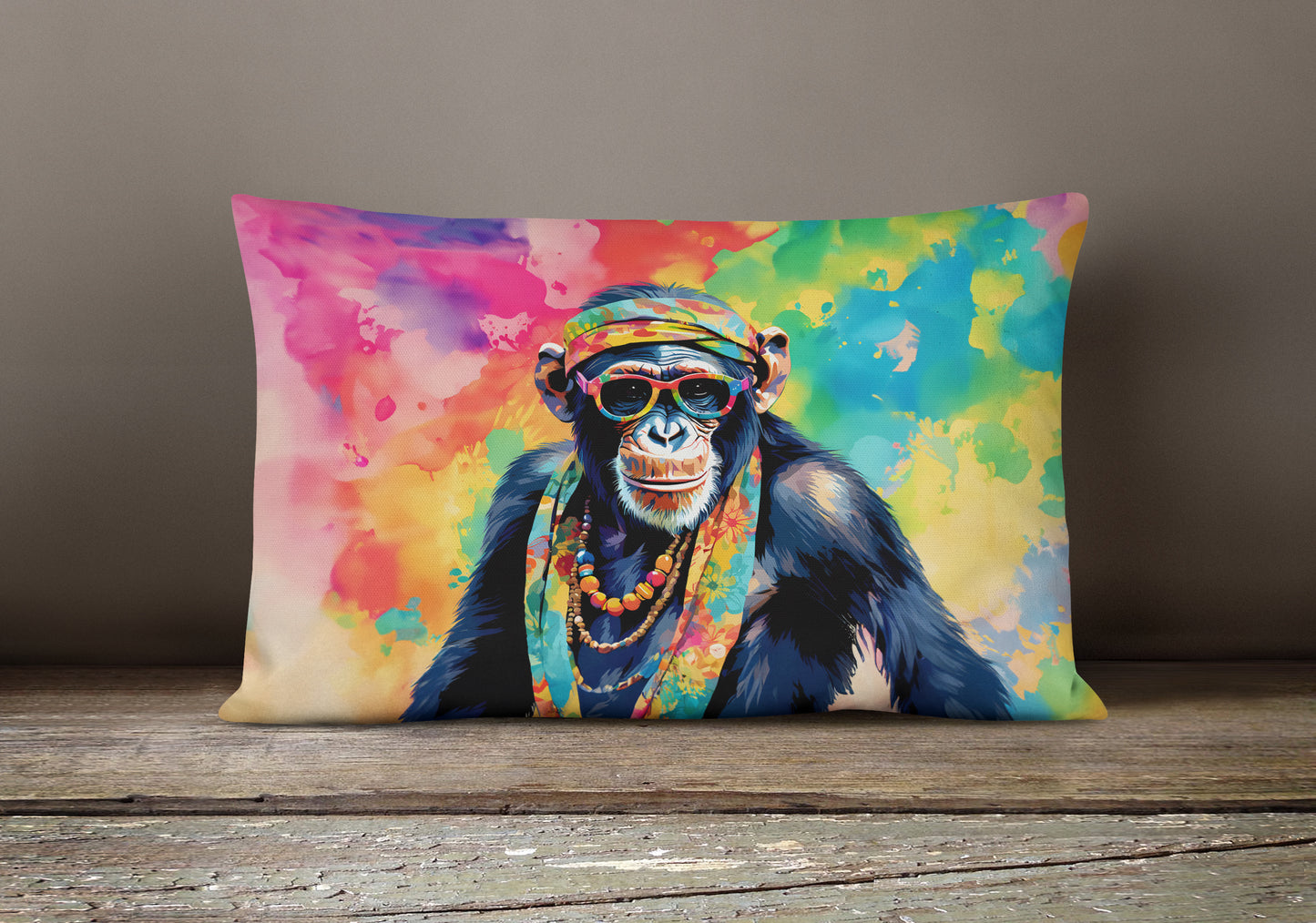 Hippie Animal Chimpanzee Throw Pillow