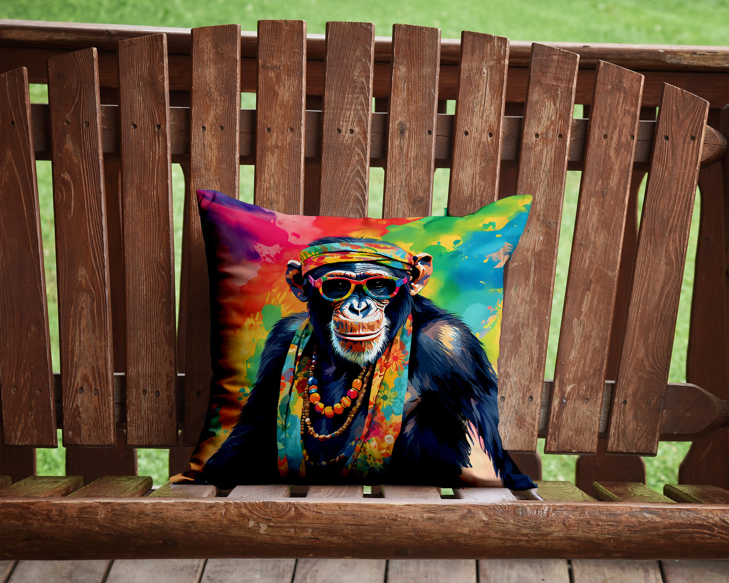 Hippie Animal Chimpanzee Throw Pillow