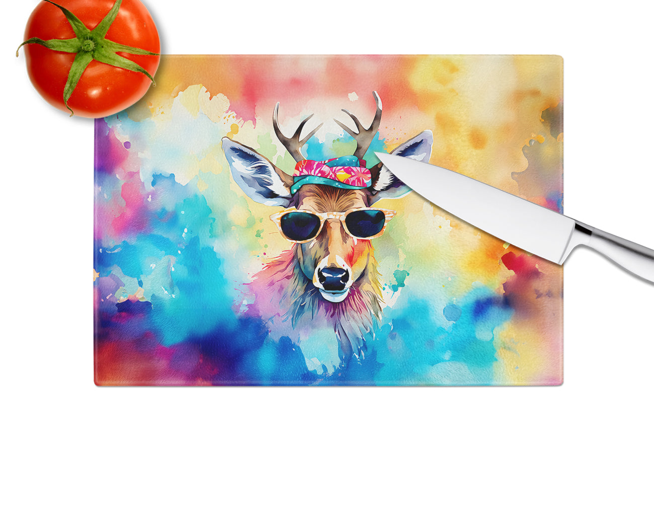 Hippie Animal Deer Glass Cutting Board