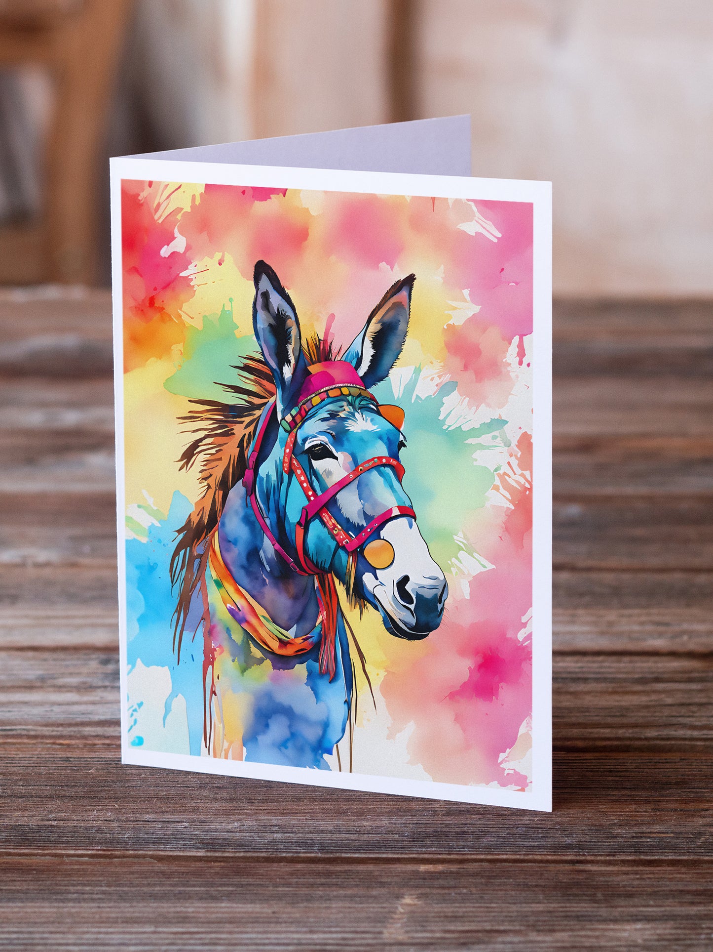 Hippie Animal Donkey Greeting Cards Pack of 8