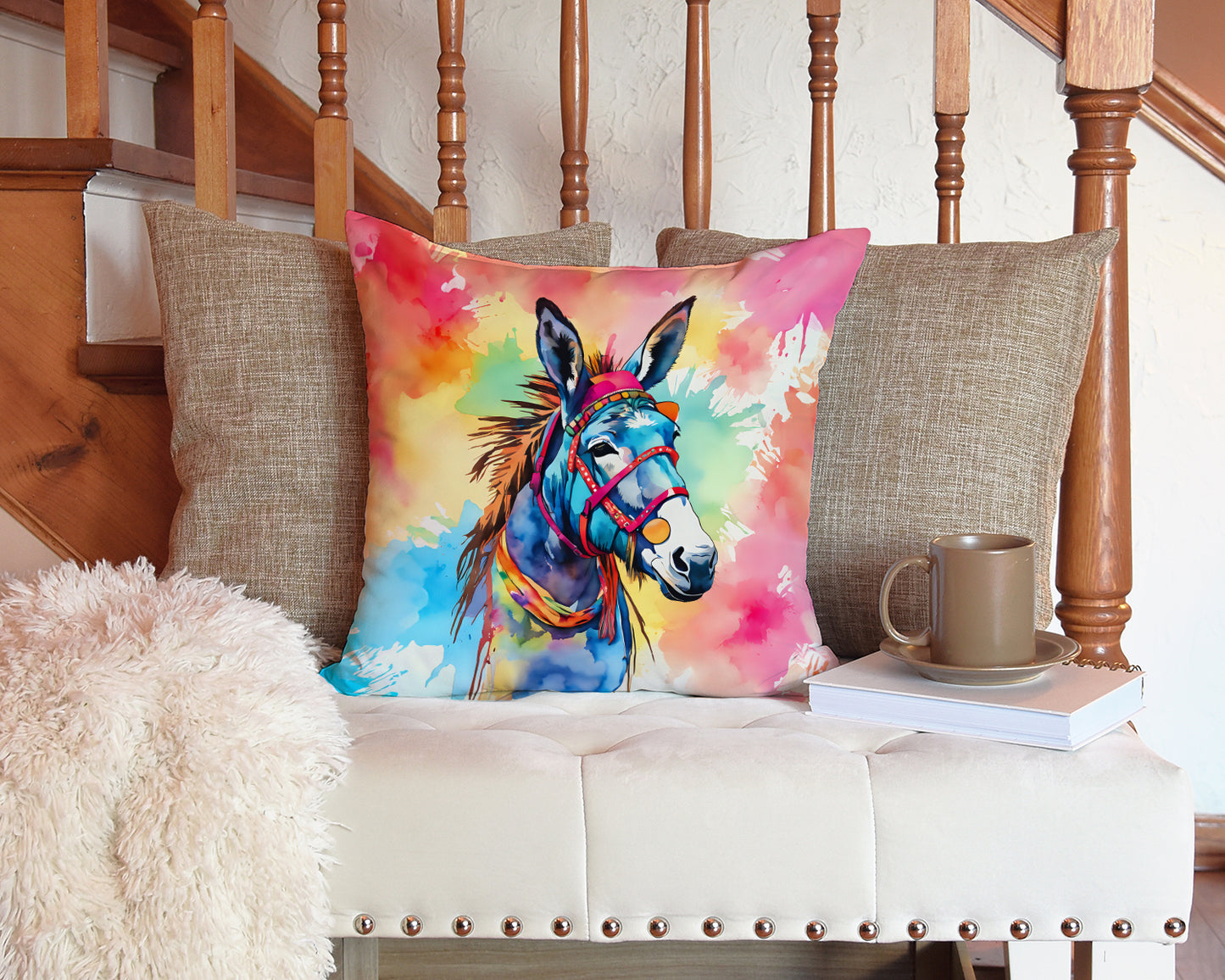 Hippie Animal Donkey Throw Pillow