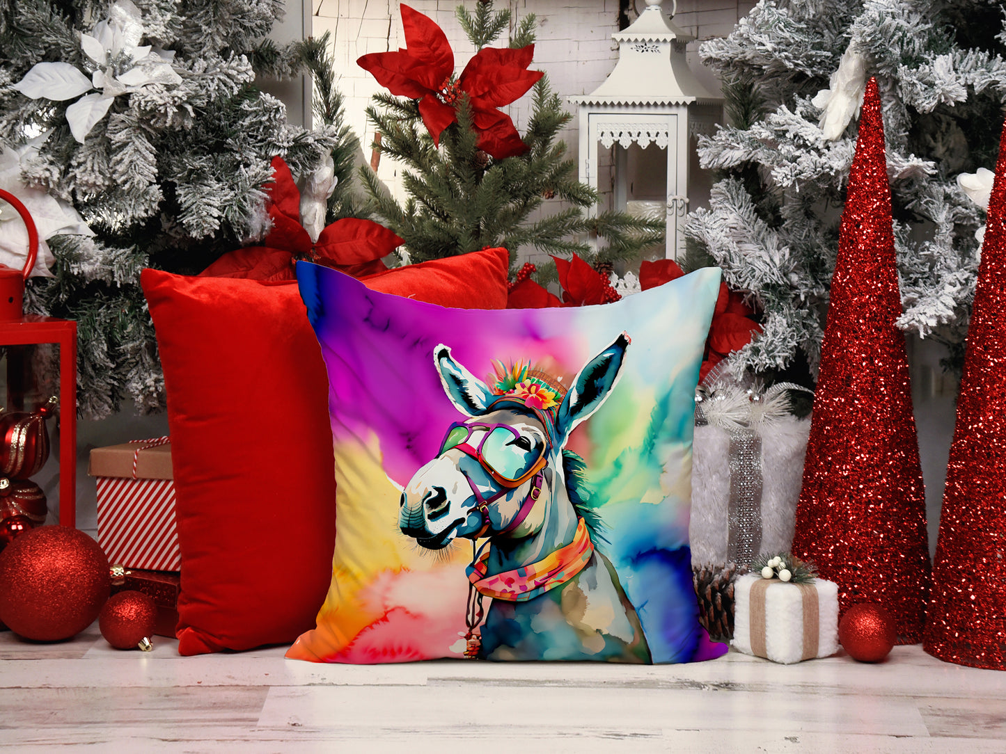 Hippie Animal Donkey Throw Pillow