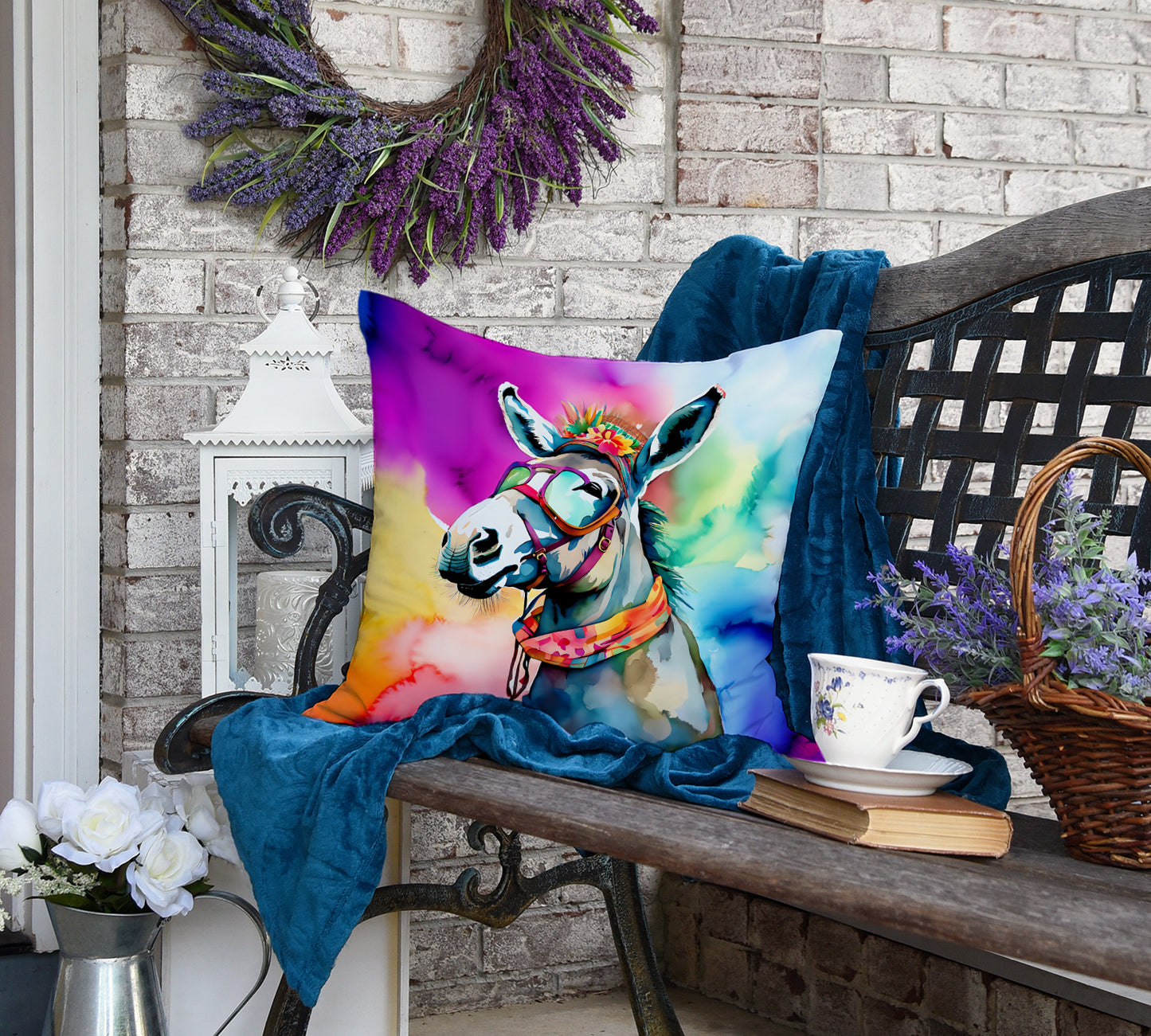 Hippie Animal Donkey Throw Pillow