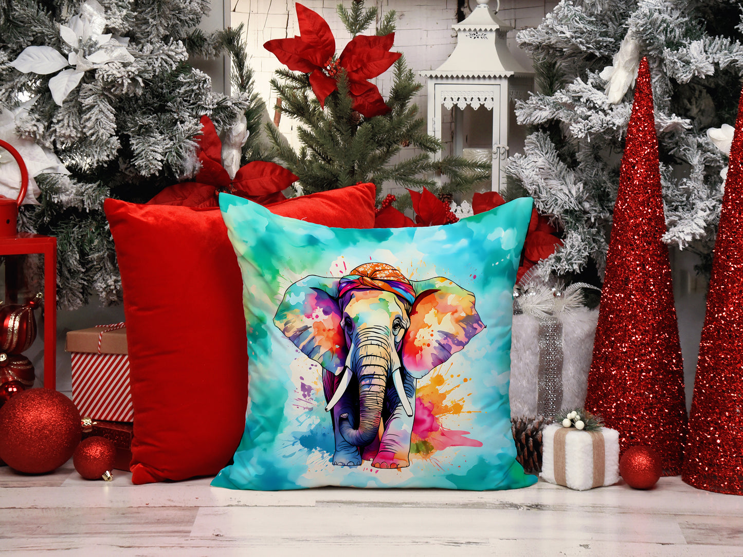 Hippie Animal Elephant Throw Pillow