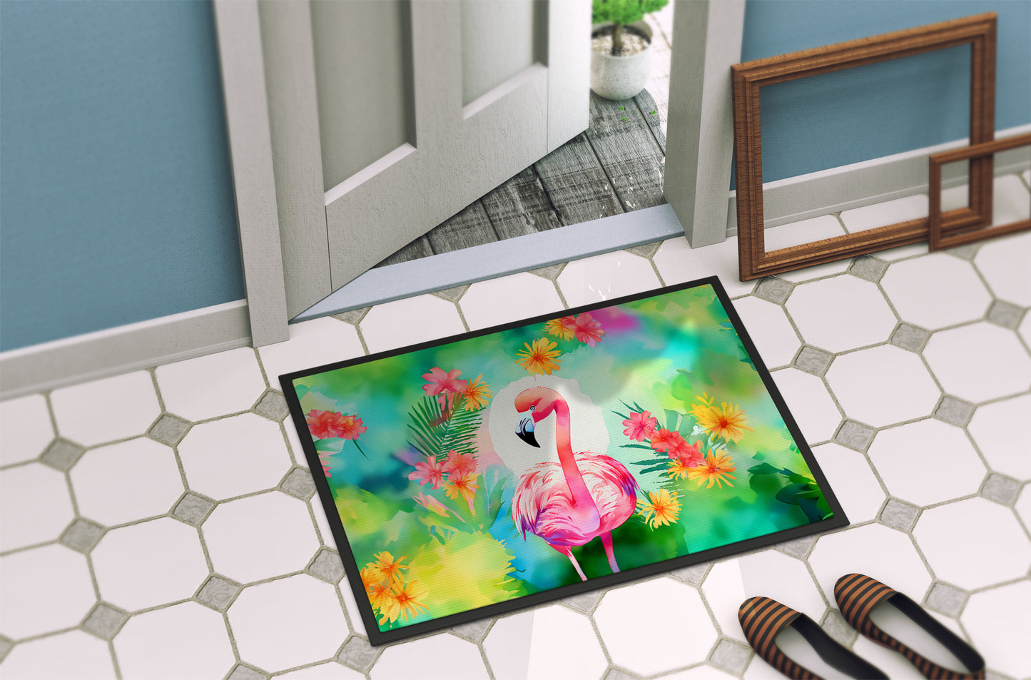 Hippie Animal Flamingo Doormat