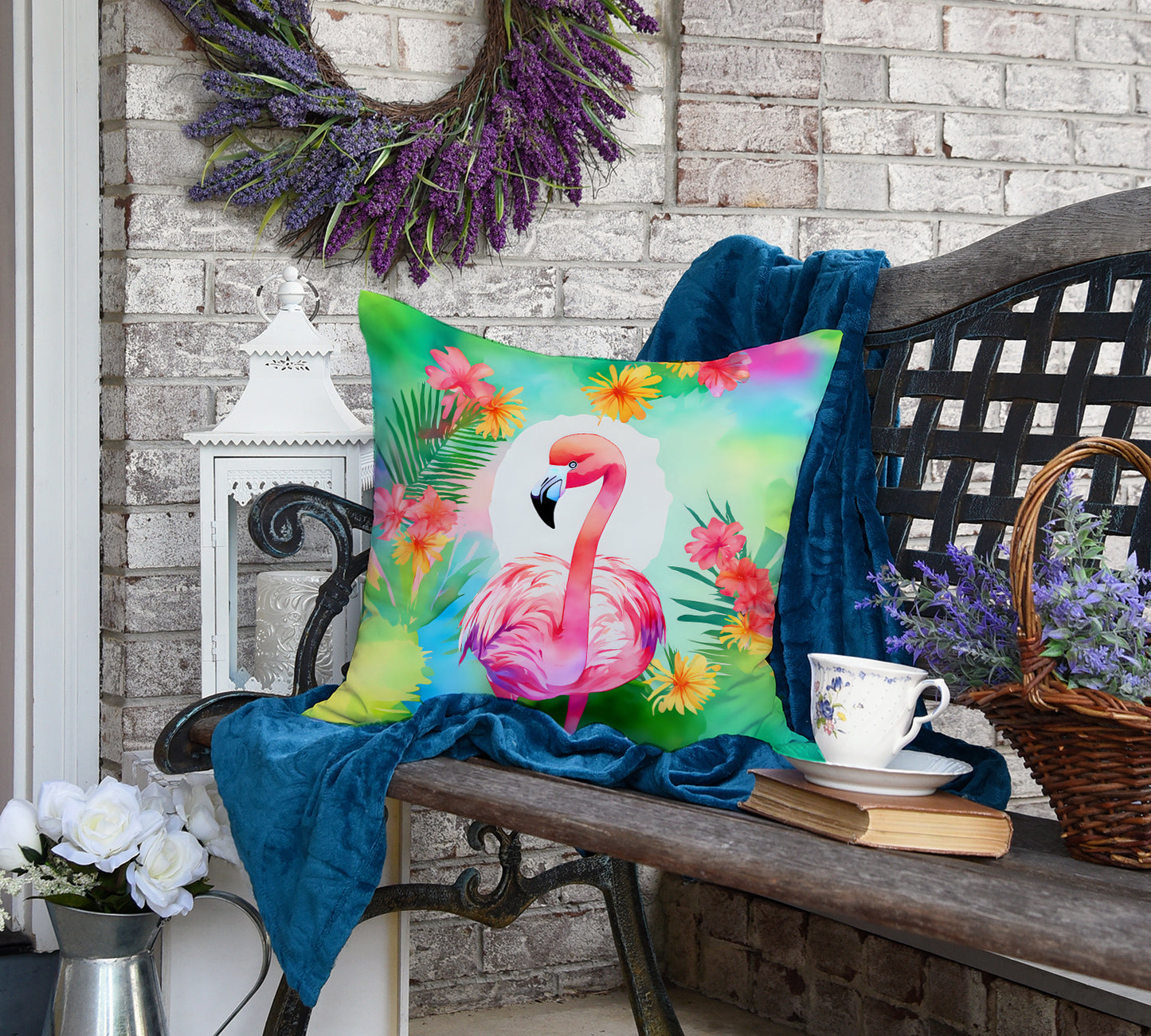 Hippie Animal Flamingo Throw Pillow