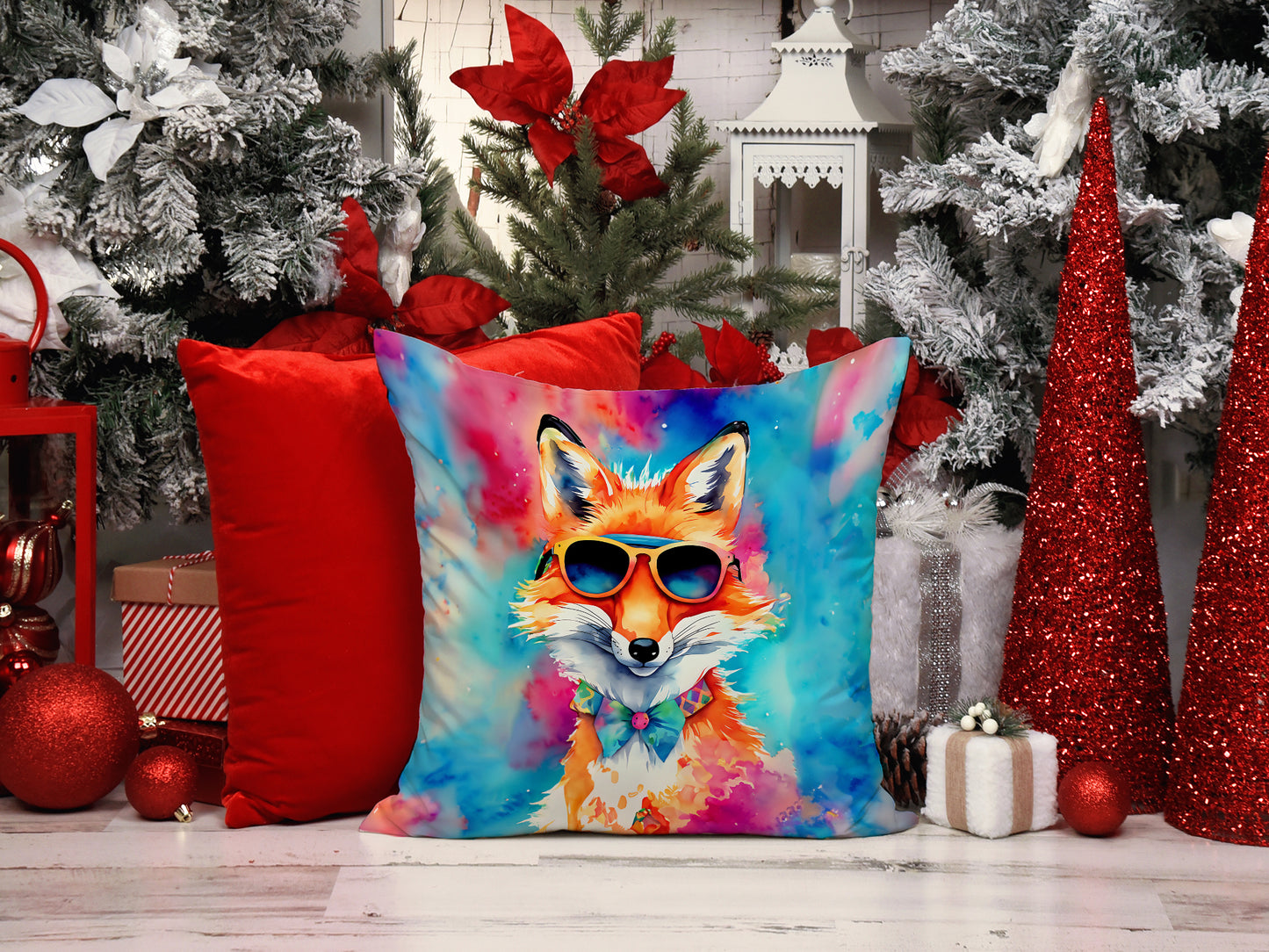 Hippie Animal Fox Throw Pillow