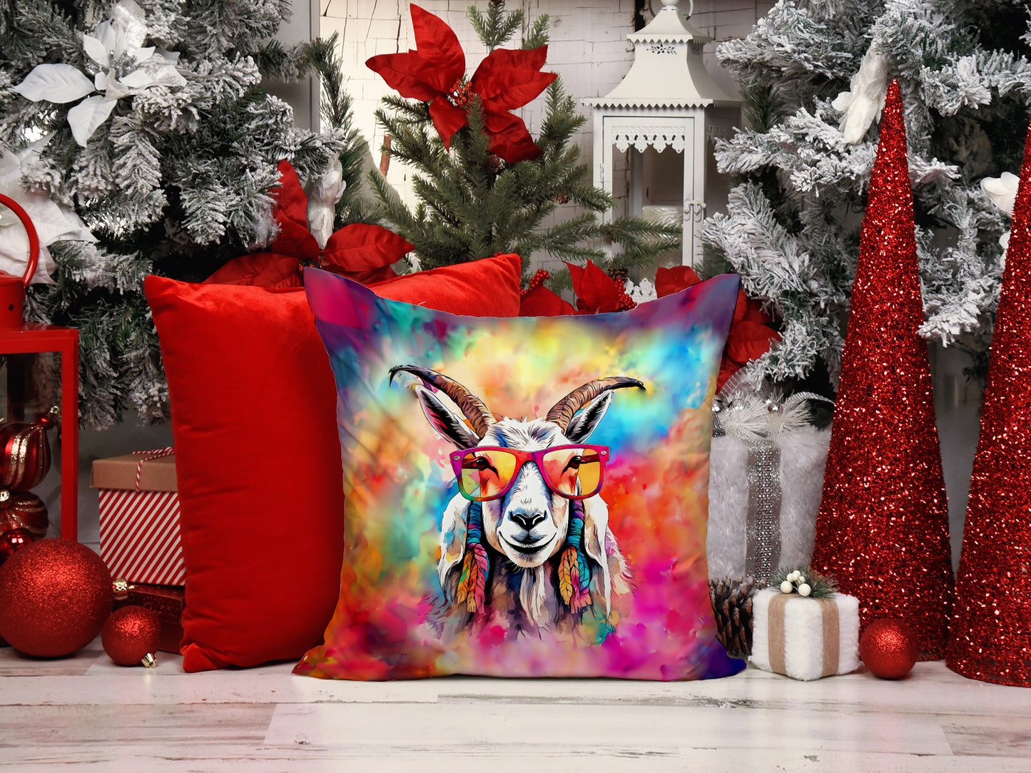 Hippie Animal Goat Throw Pillow