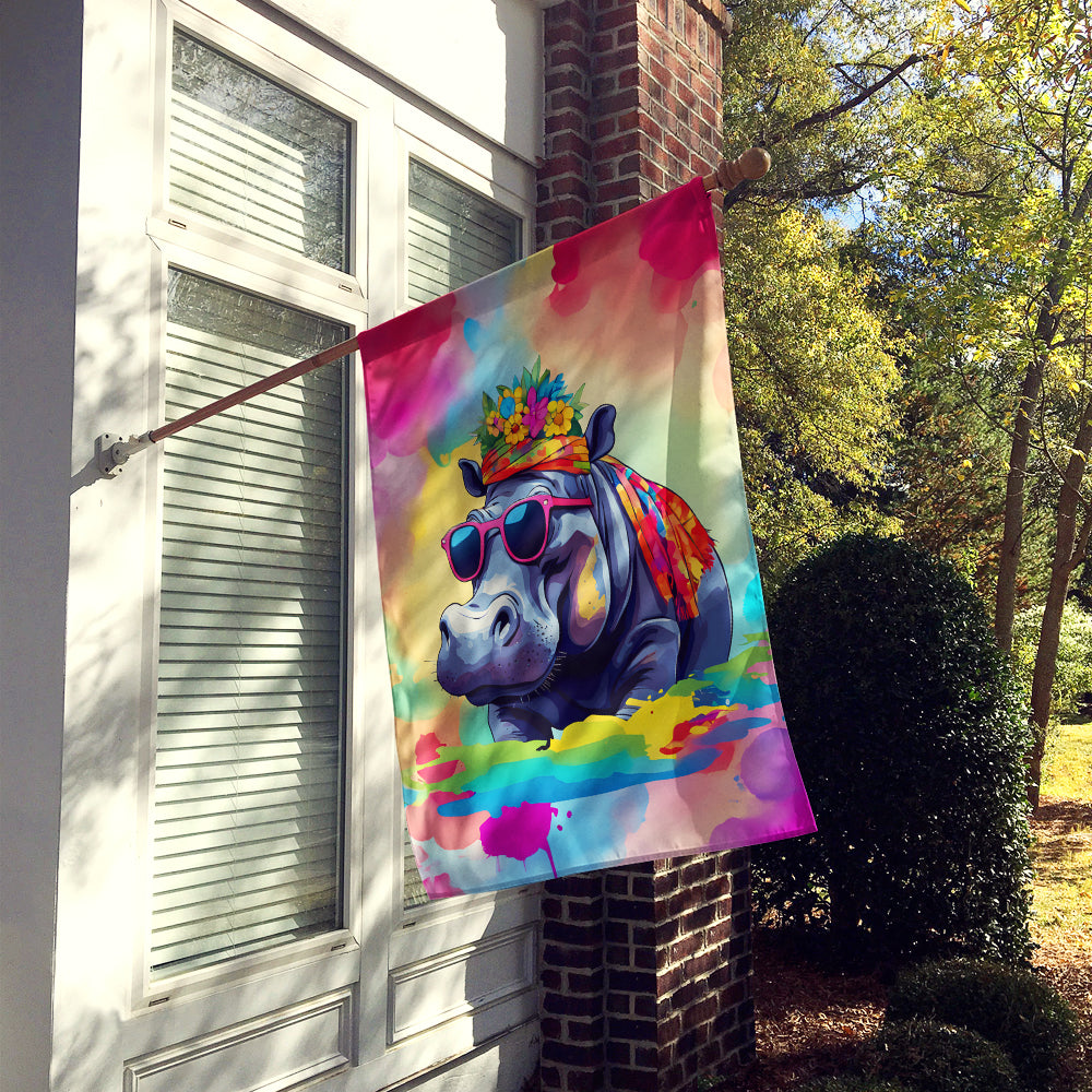 Hippie Animal Hippopotamus House Flag