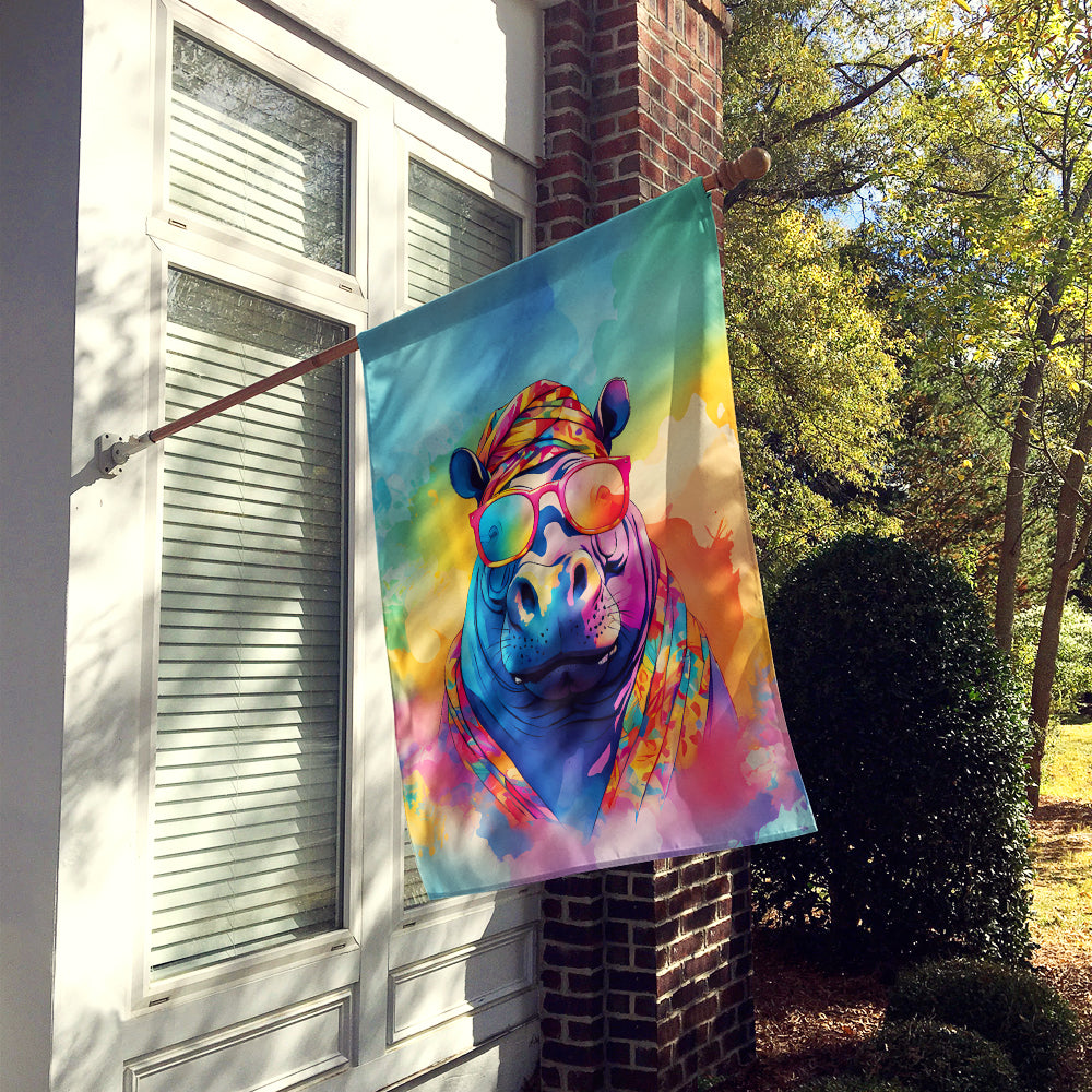 Hippie Animal Hippopotamus House Flag