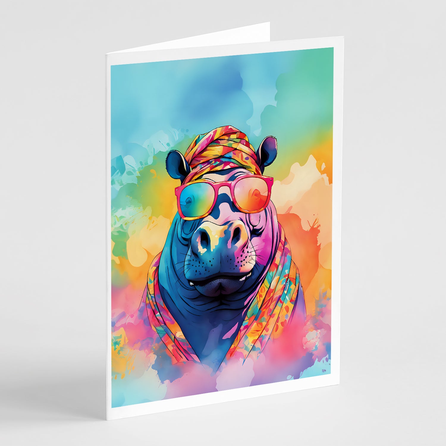 Buy this Hippie Animal Hippopotamus Greeting Cards Pack of 8