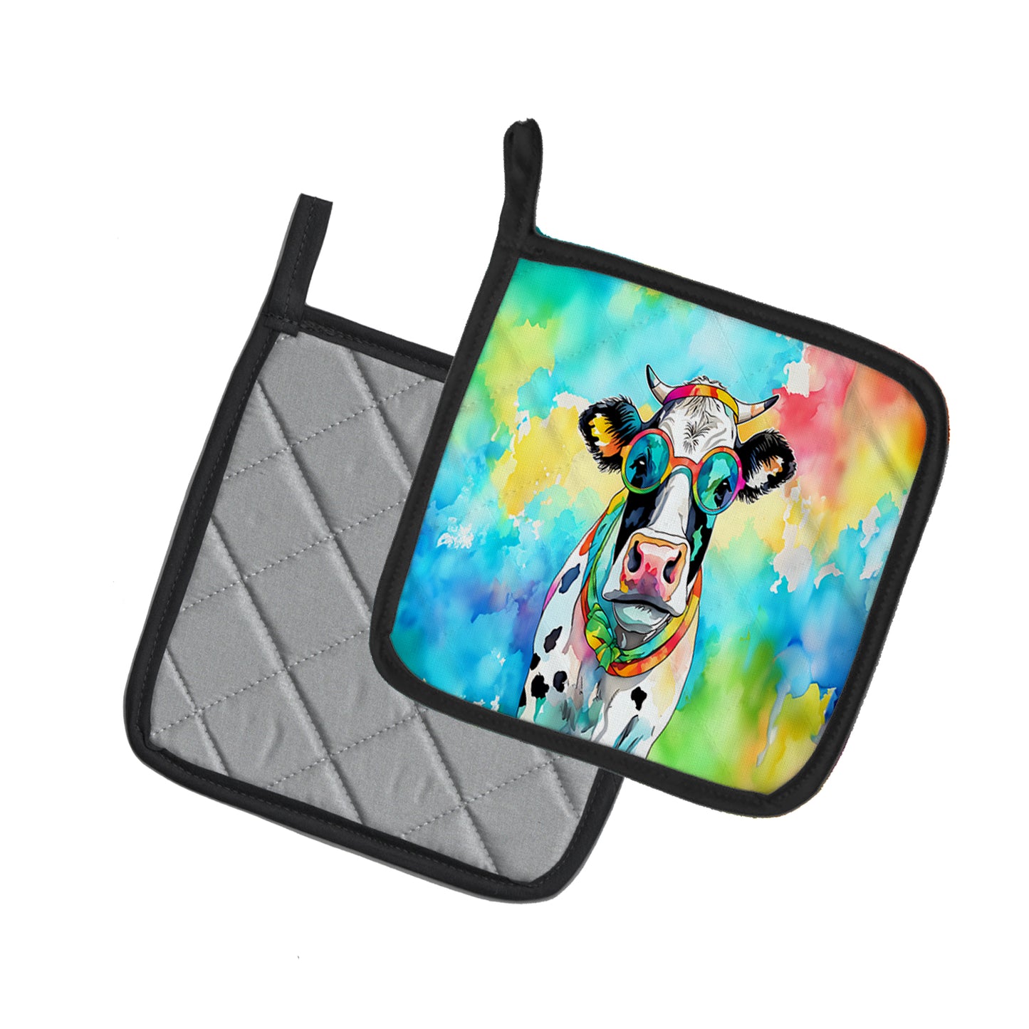 Hippie Animal Cow Pair of Pot Holders