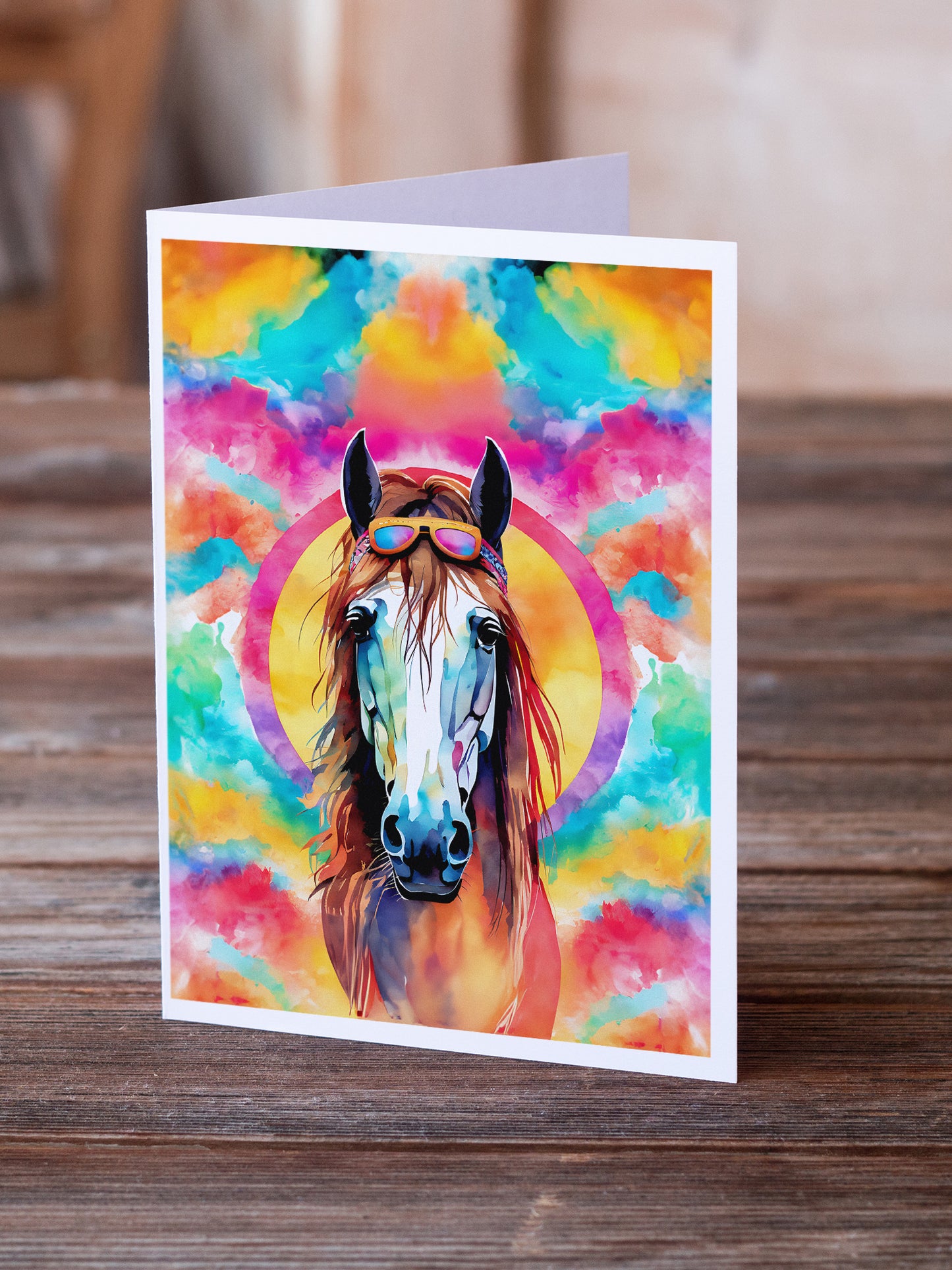 Hippie Animal Horse Greeting Cards Pack of 8