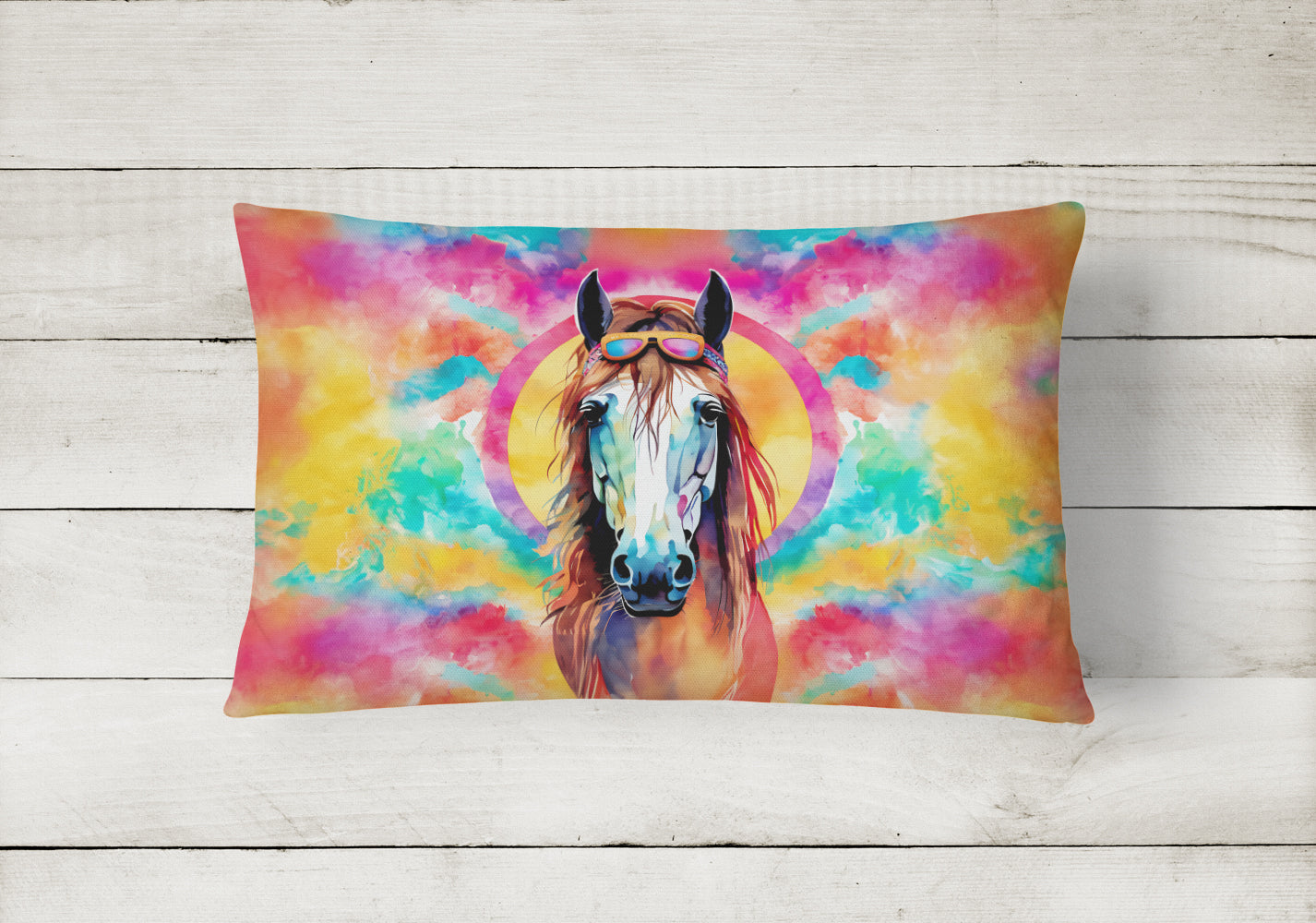 Hippie Animal Horse Throw Pillow