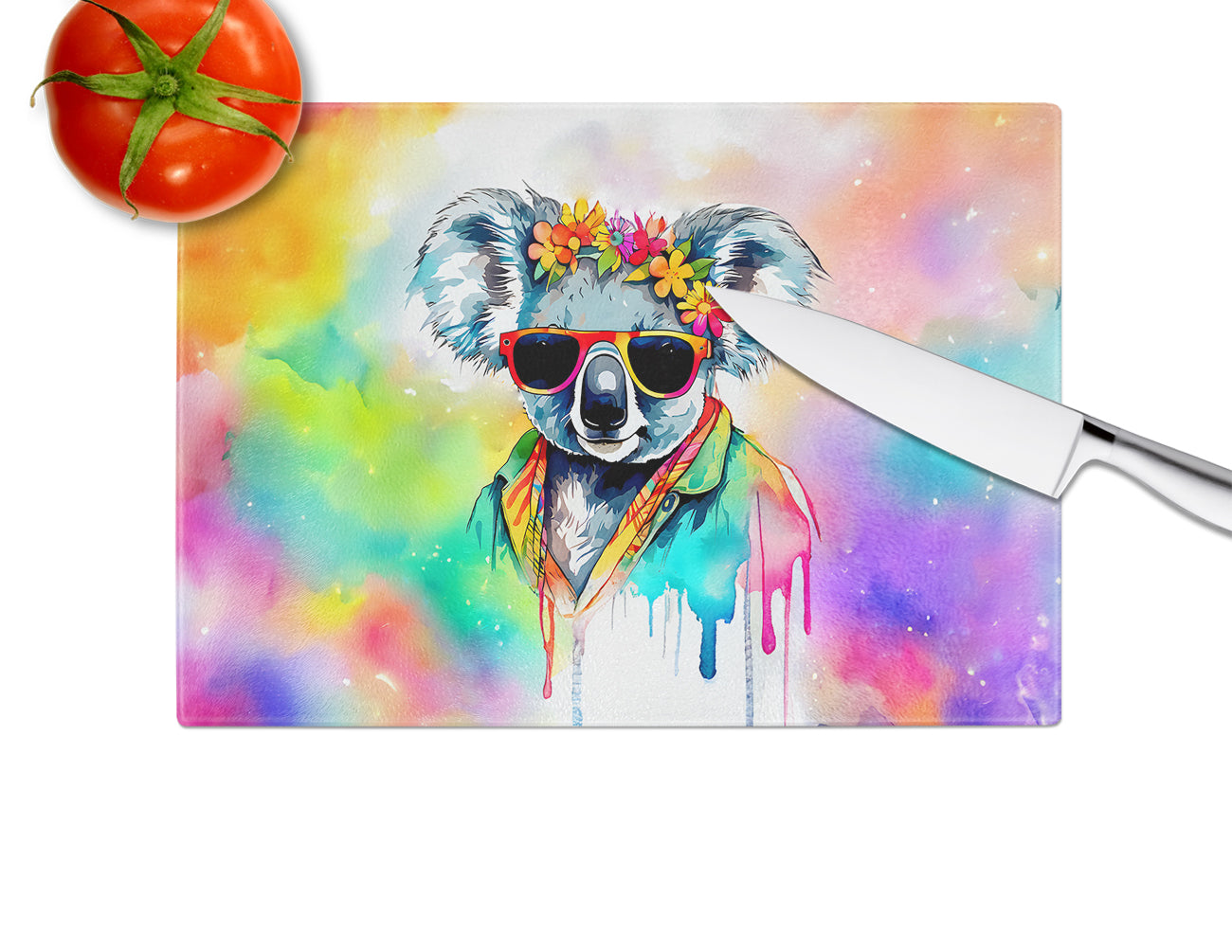 Hippie Animal Koala Glass Cutting Board