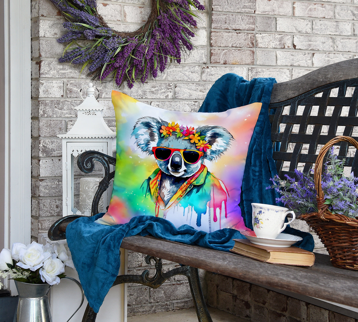 Hippie Animal Koala Throw Pillow