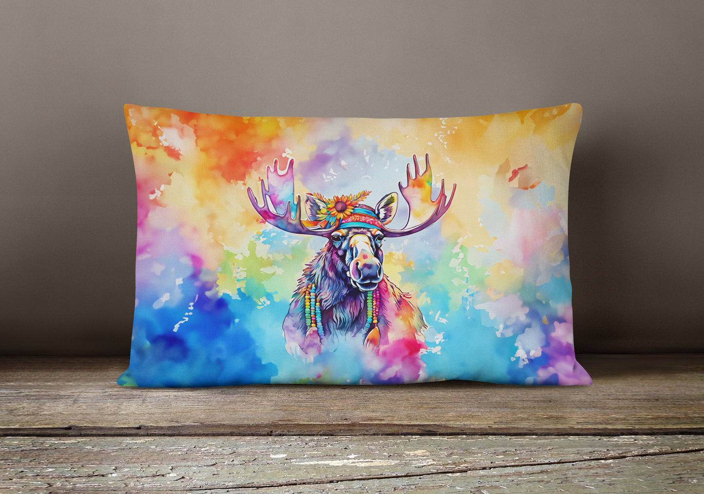 Hippie Animal Moose Throw Pillow