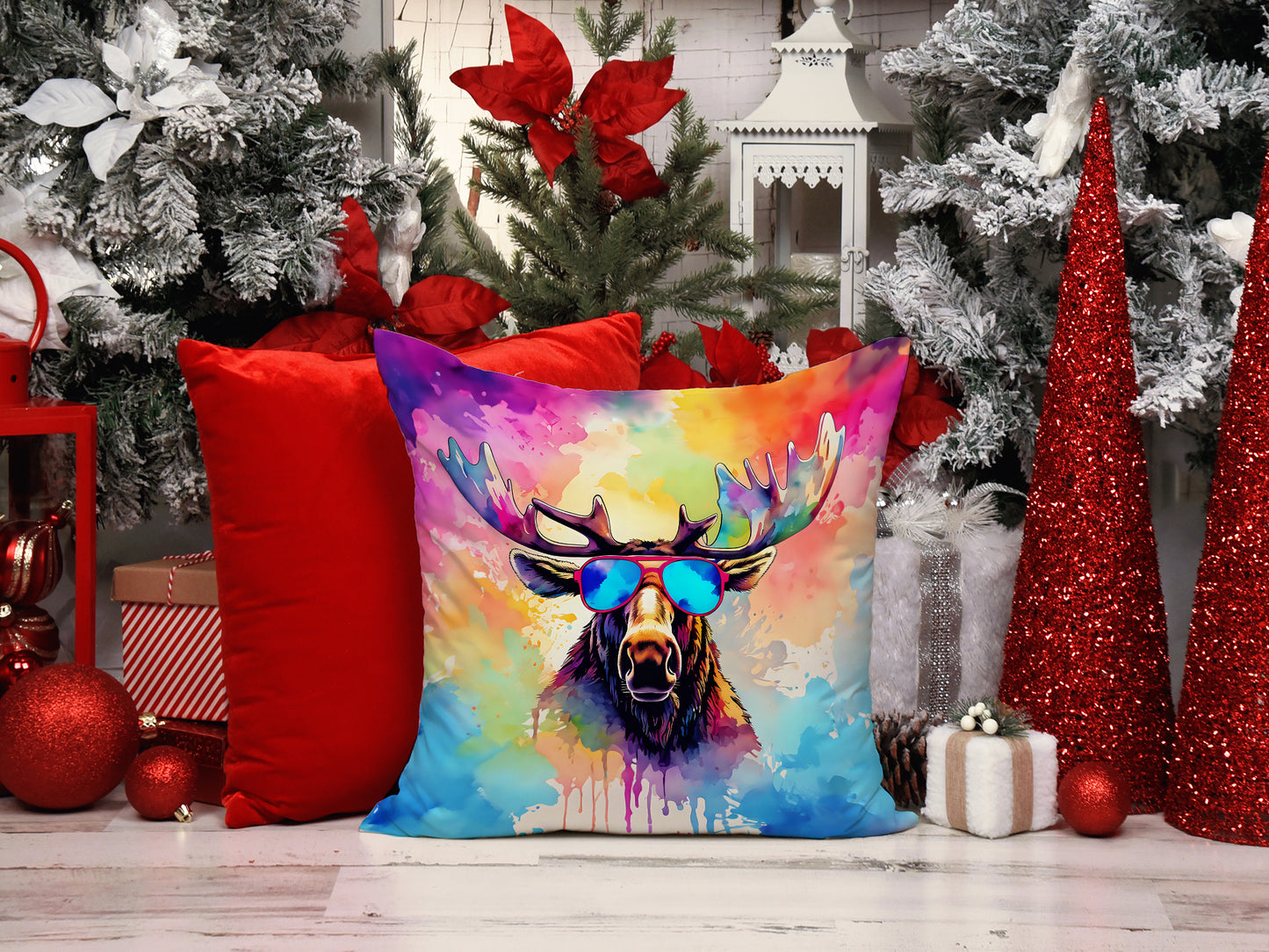 Hippie Animal Moose Throw Pillow