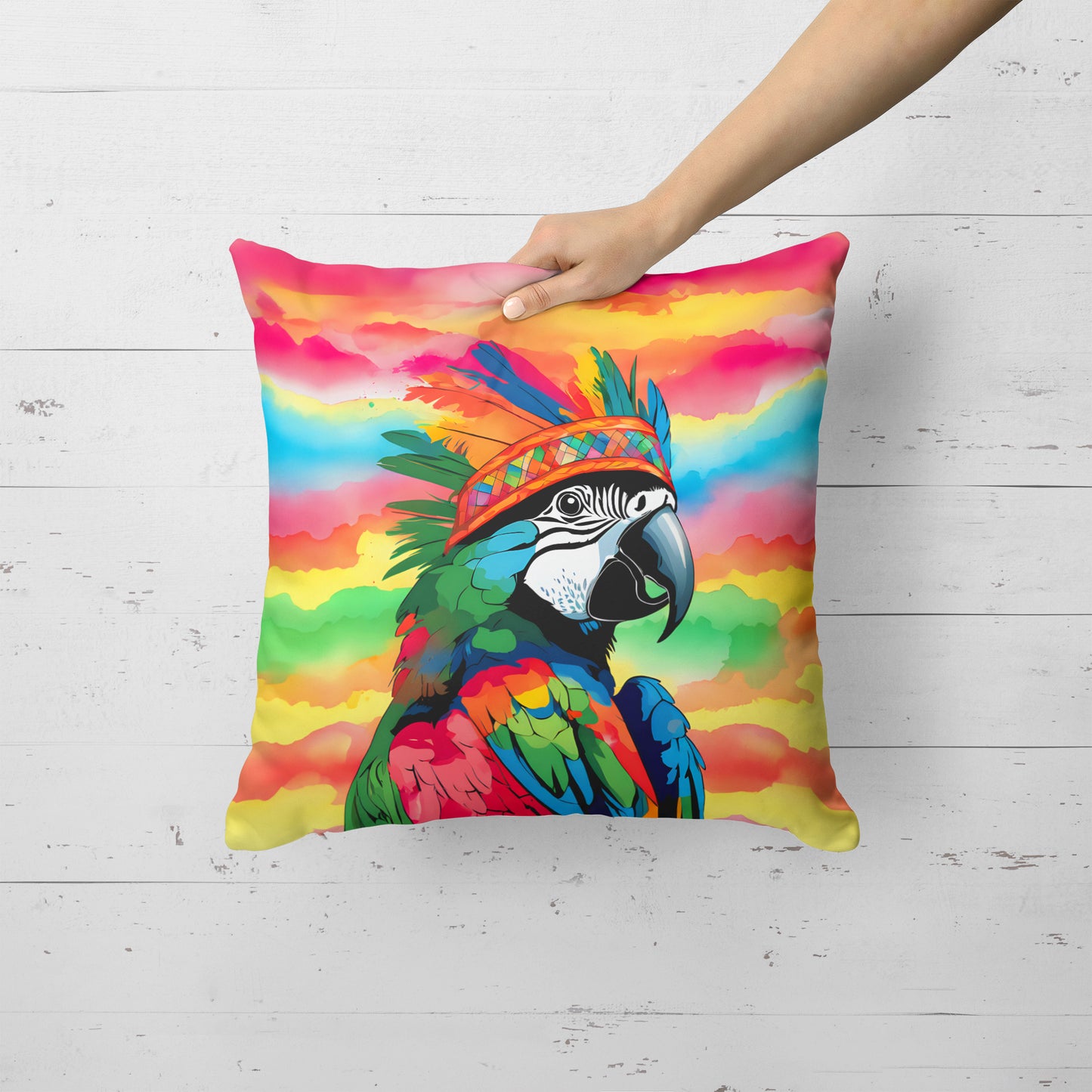 Hippie Animal Parrot Throw Pillow