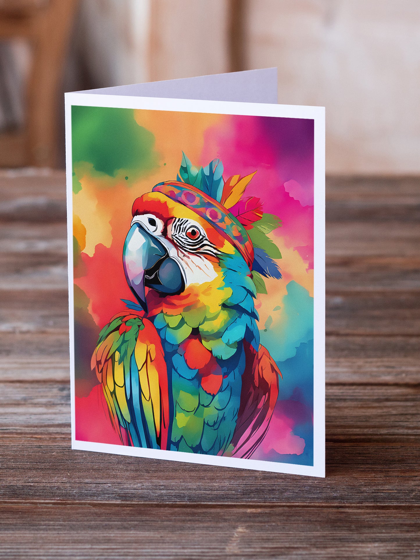 Hippie Animal Parrot Greeting Cards Pack of 8