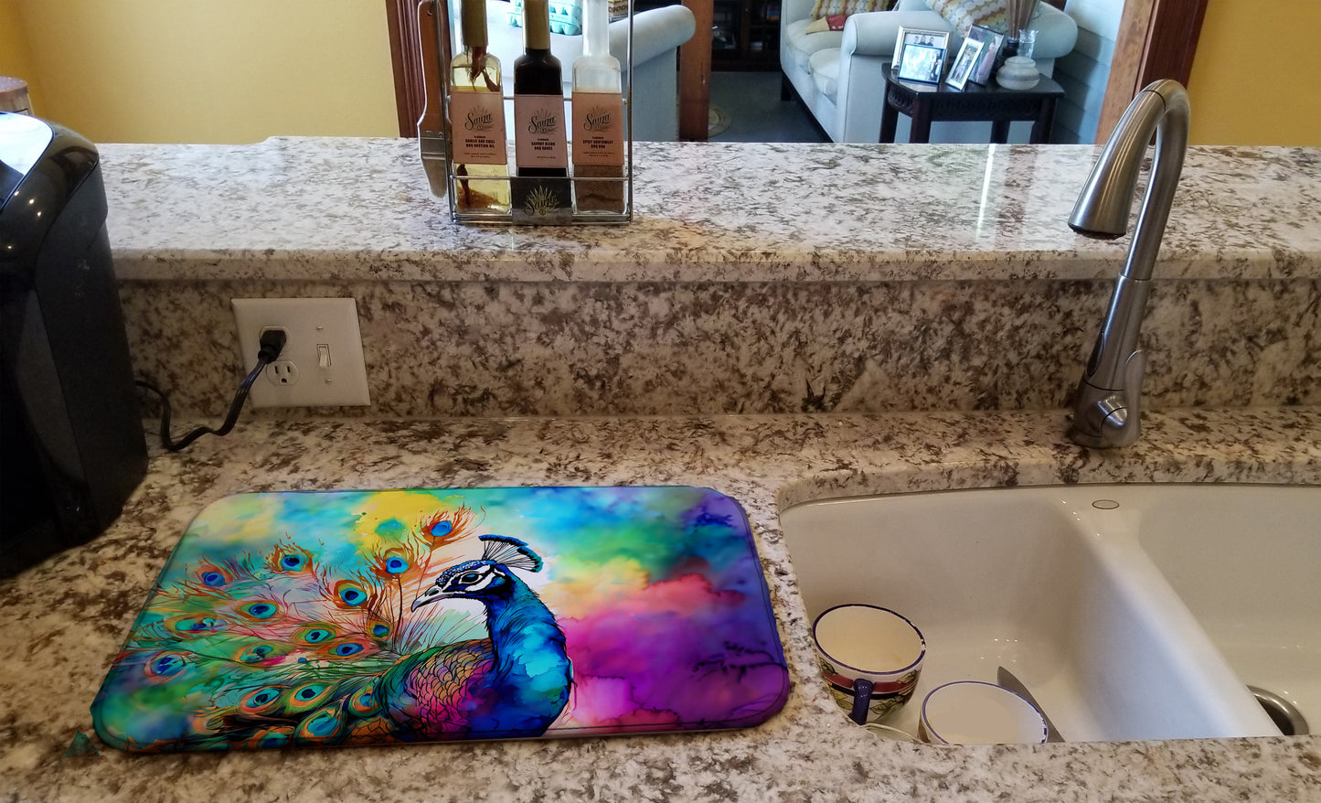 Hippie Animal Peacock Dish Drying Mat