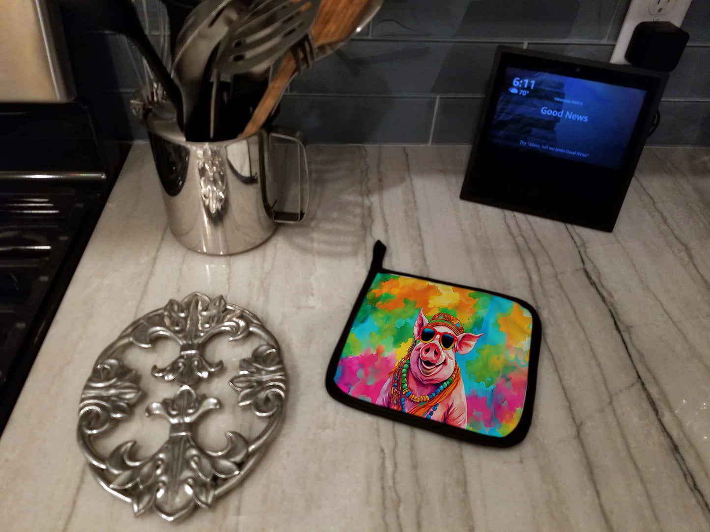 Hippie Animal Pig Pair of Pot Holders