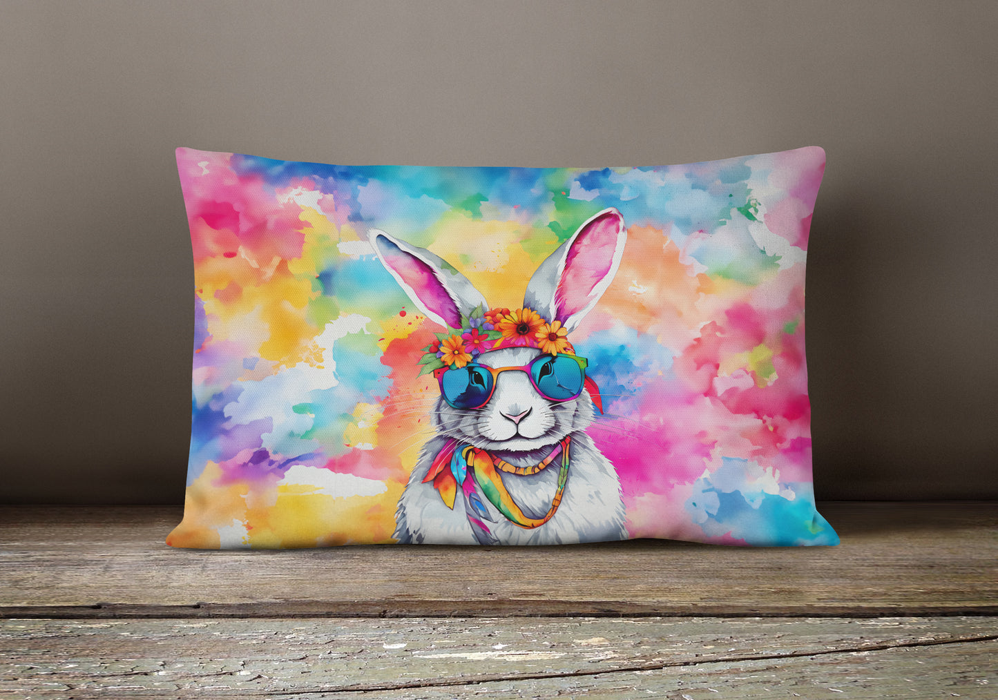 Hippie Animal Rabbit Throw Pillow