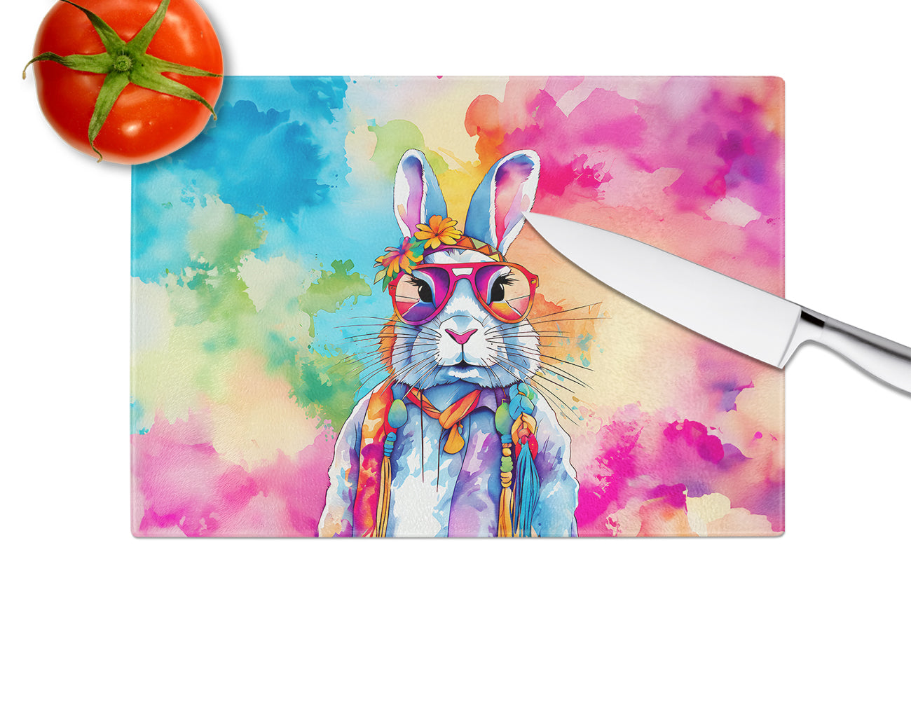 Hippie Animal Rabbit Glass Cutting Board