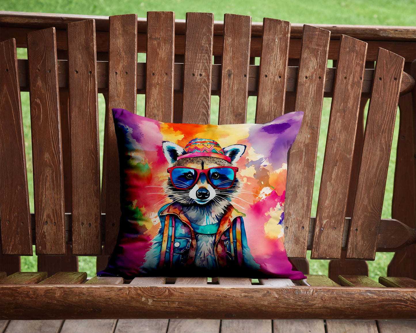 Hippie Animal Raccoon Throw Pillow