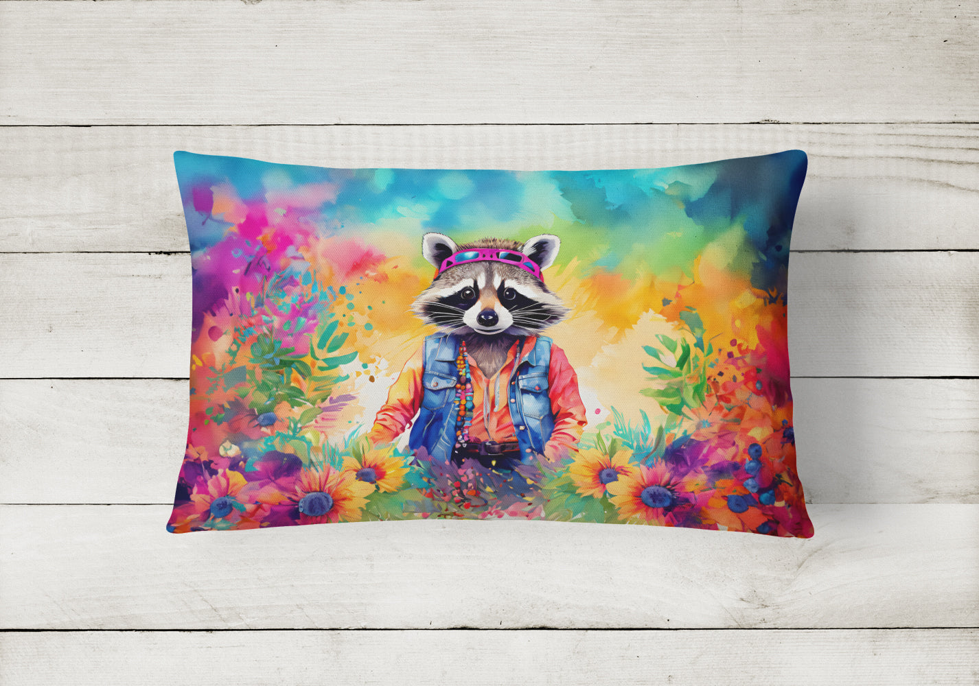 Hippie Animal Raccoon Throw Pillow