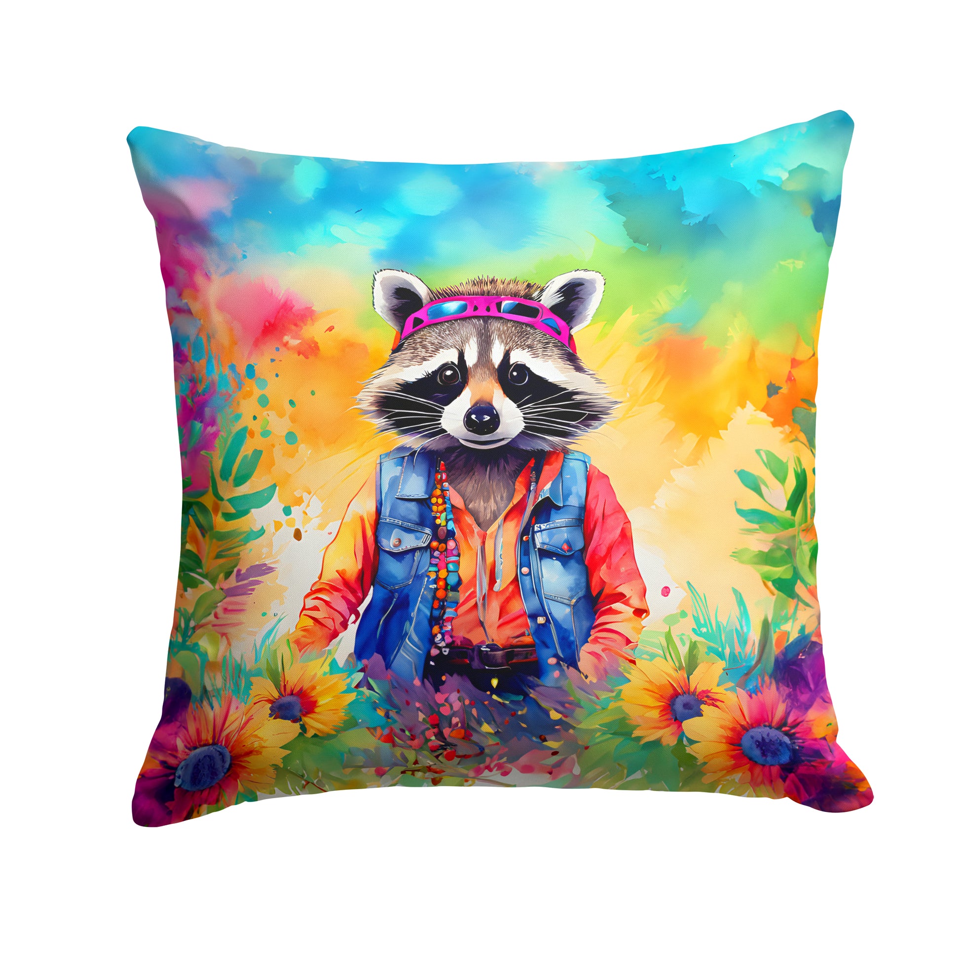 Buy this Hippie Animal Raccoon Throw Pillow