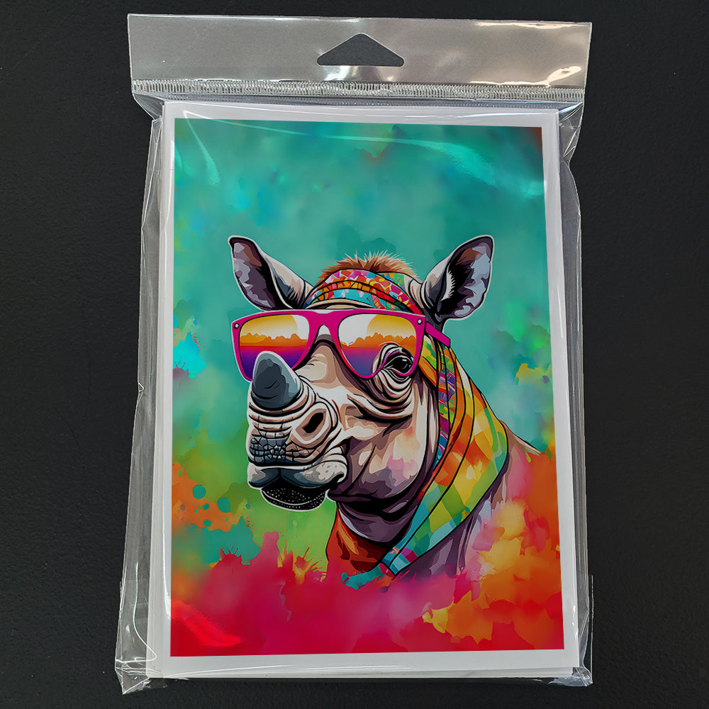 Hippie Animal Rhinoceros Greeting Cards Pack of 8