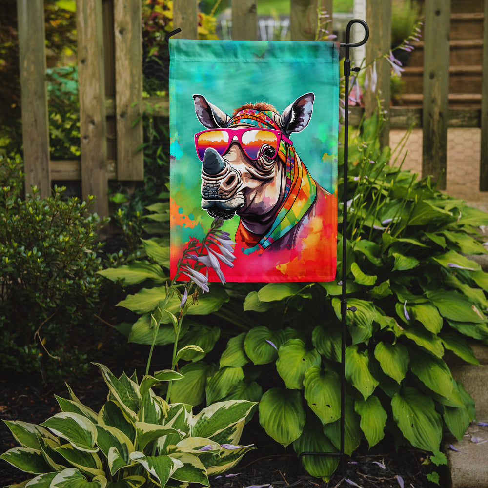 Hippie Animal Rhinoceros Garden Flag